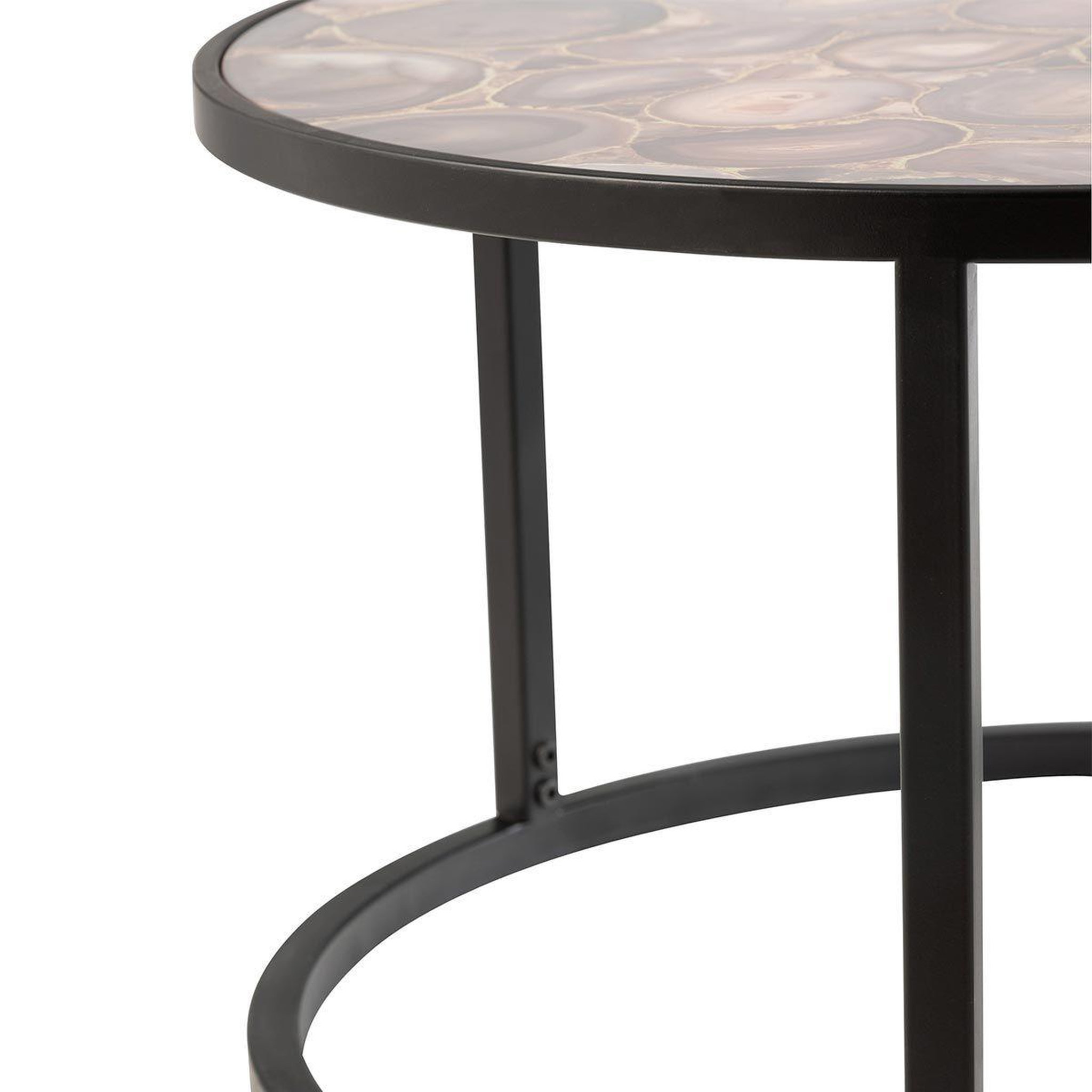 Voir la diapositive 3 : J-LINE Table basse ronde  aver  60cm marron & noir