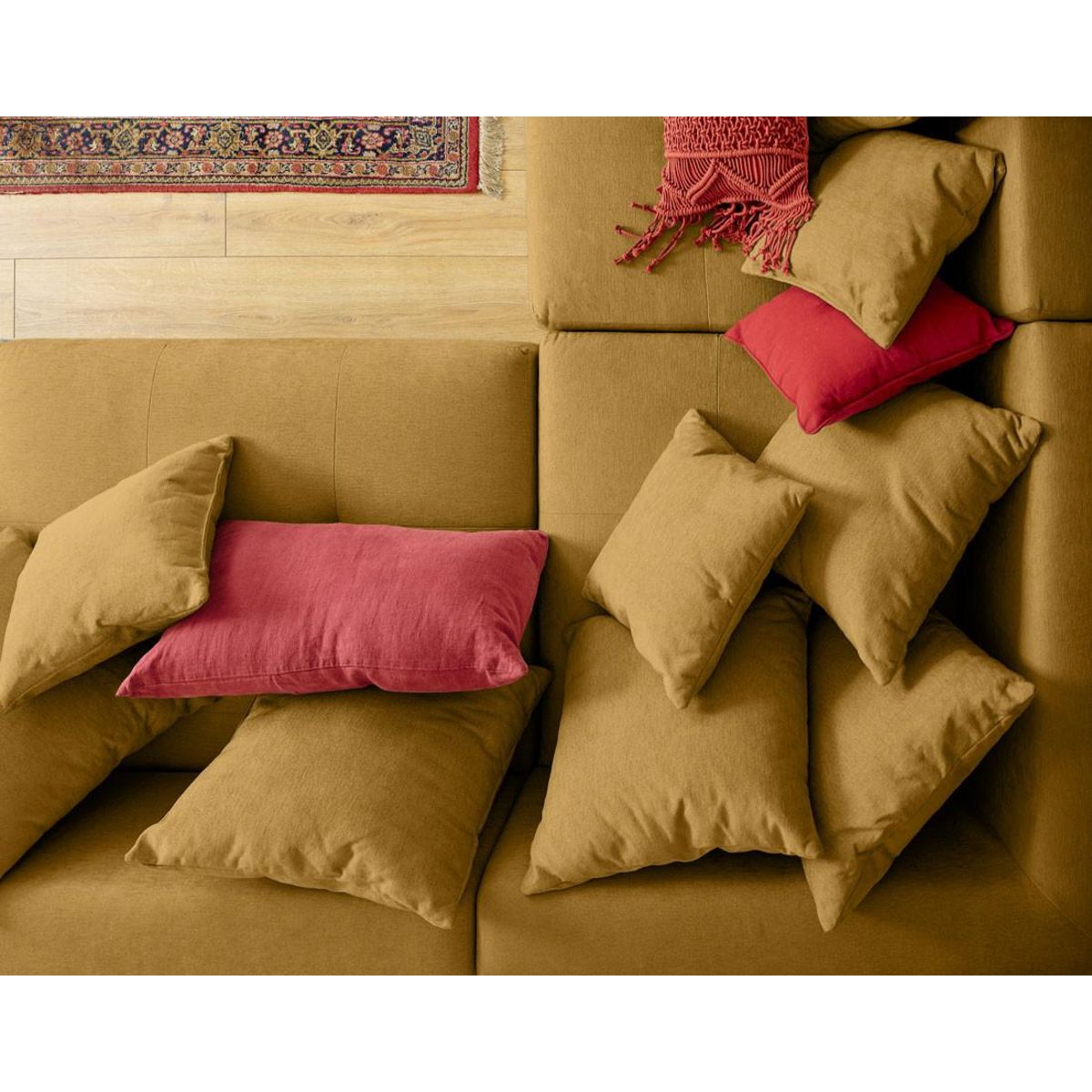 LISA DESIGN Amalfi - canapé modulable d'angle réversible - 4 places - en tissu