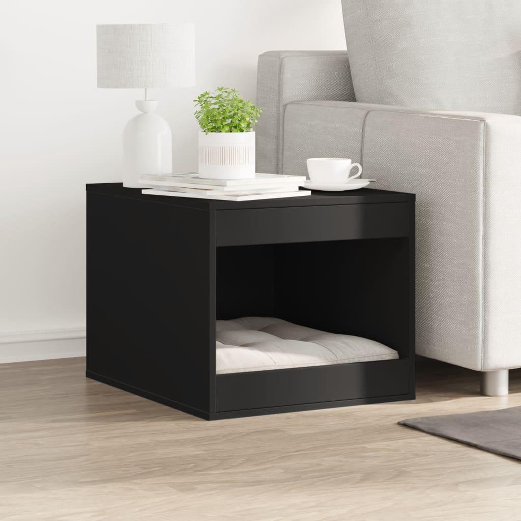 Voir la diapositive 3 : VIDAXL Meuble de bac a litiere pour chat noir bois d'ingenierie