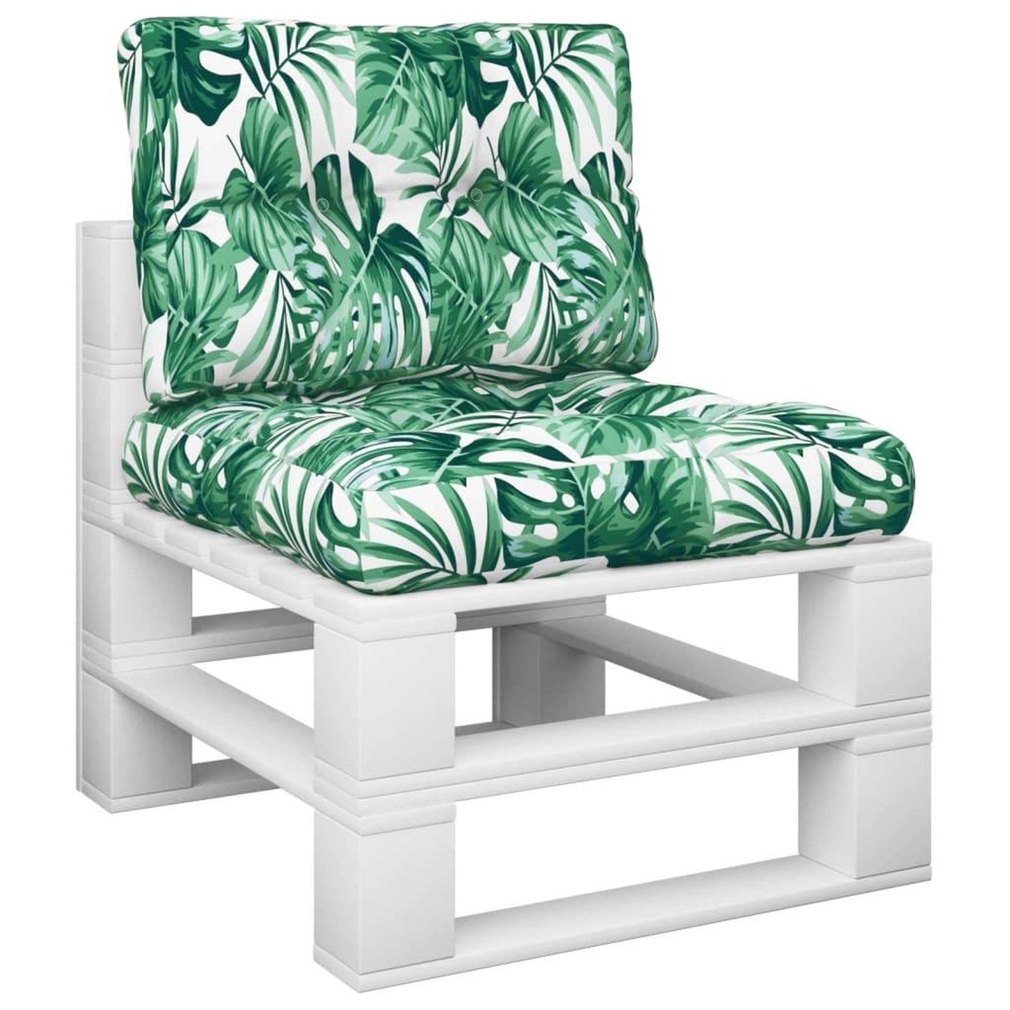 Voir la diapositive 3 : VIDAXL Coussins de palette lot de 2 motif de feuilles tissu