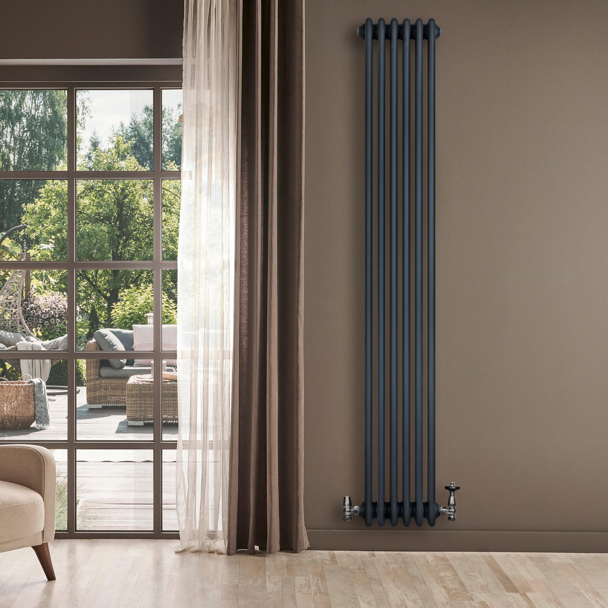 Voir la diapositive 4 : MONSTERSHOP Radiateur traditionnel à 4 colonnes & vannes - 1800 x 290 mm