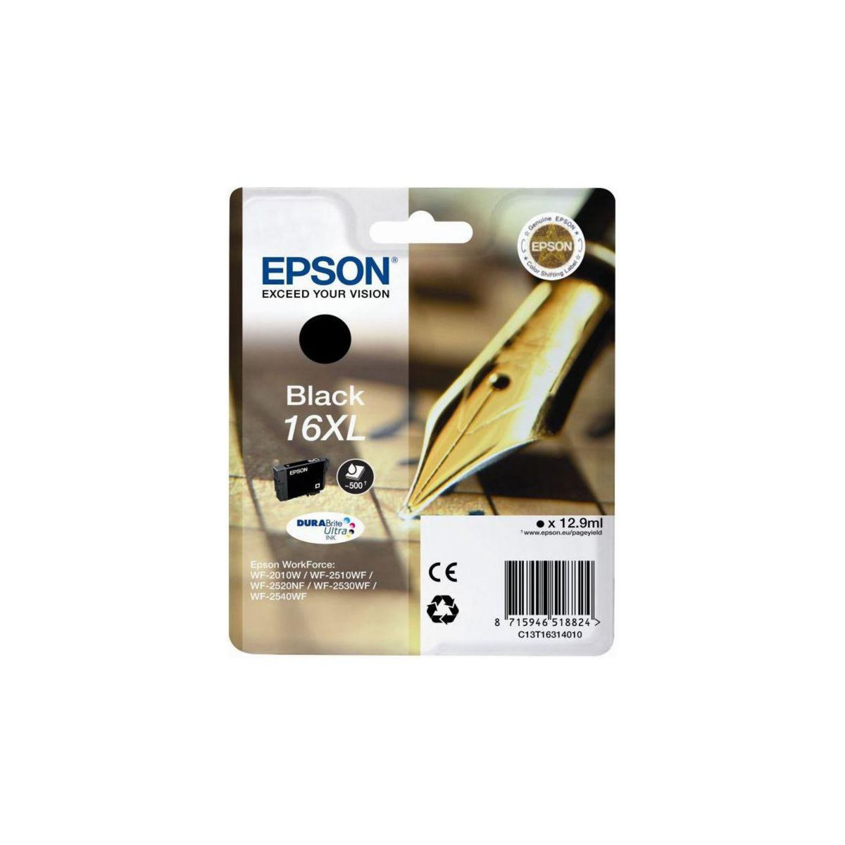 Epson Cartouche d'encre T16 XL Noire Série Stylo Plume