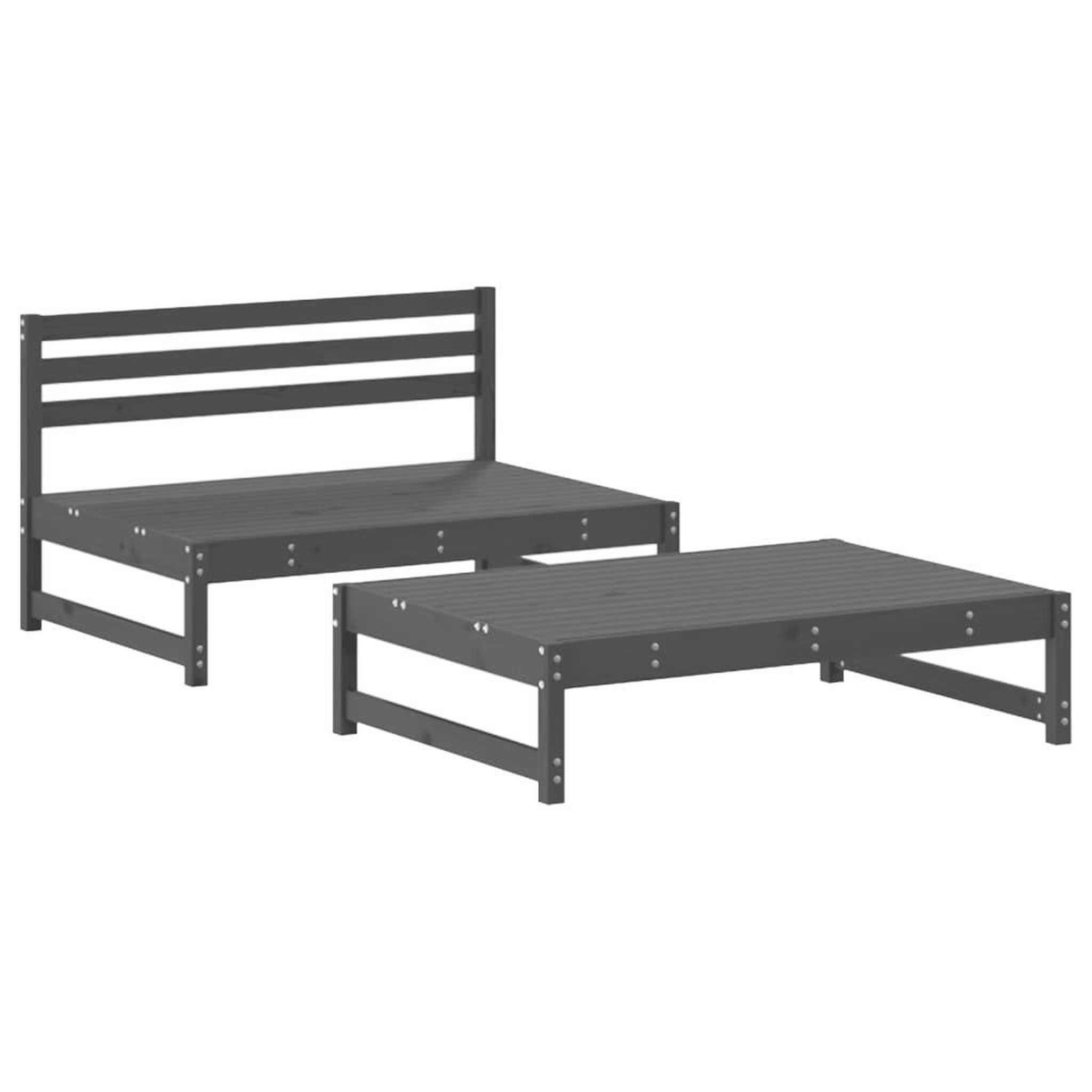 Voir la diapositive 3 : VIDAXL Salon de jardin 2 pcs avec coussins gris bois massif