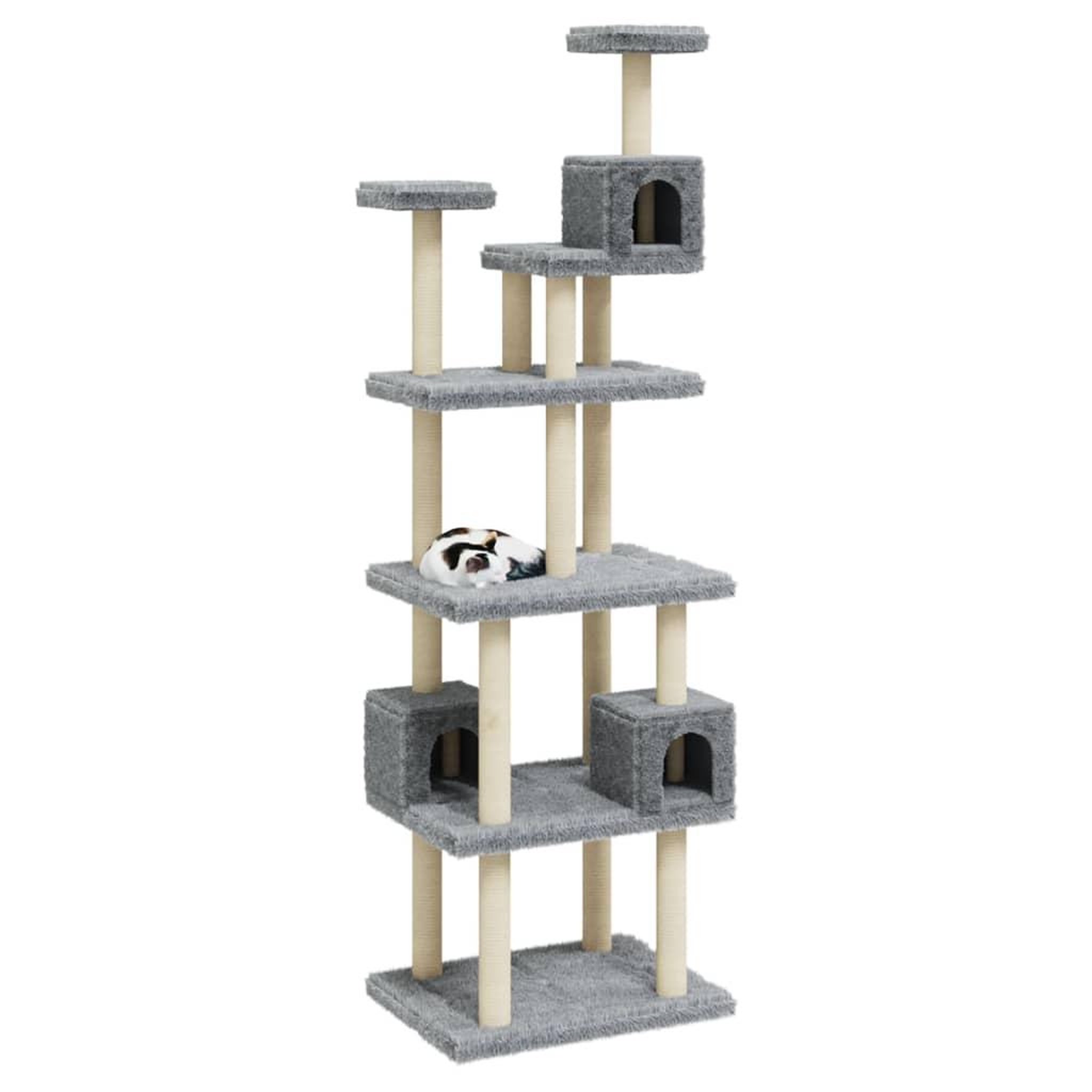 Voir la diapositive 3 : VIDAXL Arbre a chat avec griffoirs en sisal Gris clair 188 cm