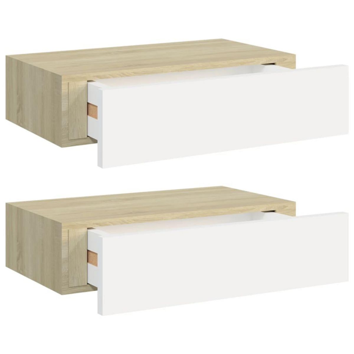 VIDAXL Etageres a tiroir murales 2 pcs Chene et blanc 40x23,5x10cm MDF