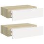 Voir la diapositive 2 : VIDAXL Etageres a tiroir murales 2 pcs Chene et blanc 40x23,5x10cm MDF