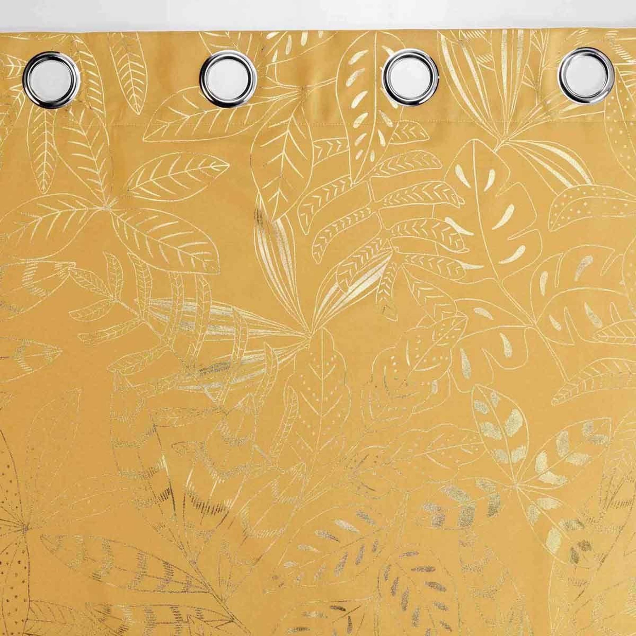Voir la diapositive 3 : Douceur d'Intérieur Rideau à œillets imprimé  belflor  140x260cm jaune