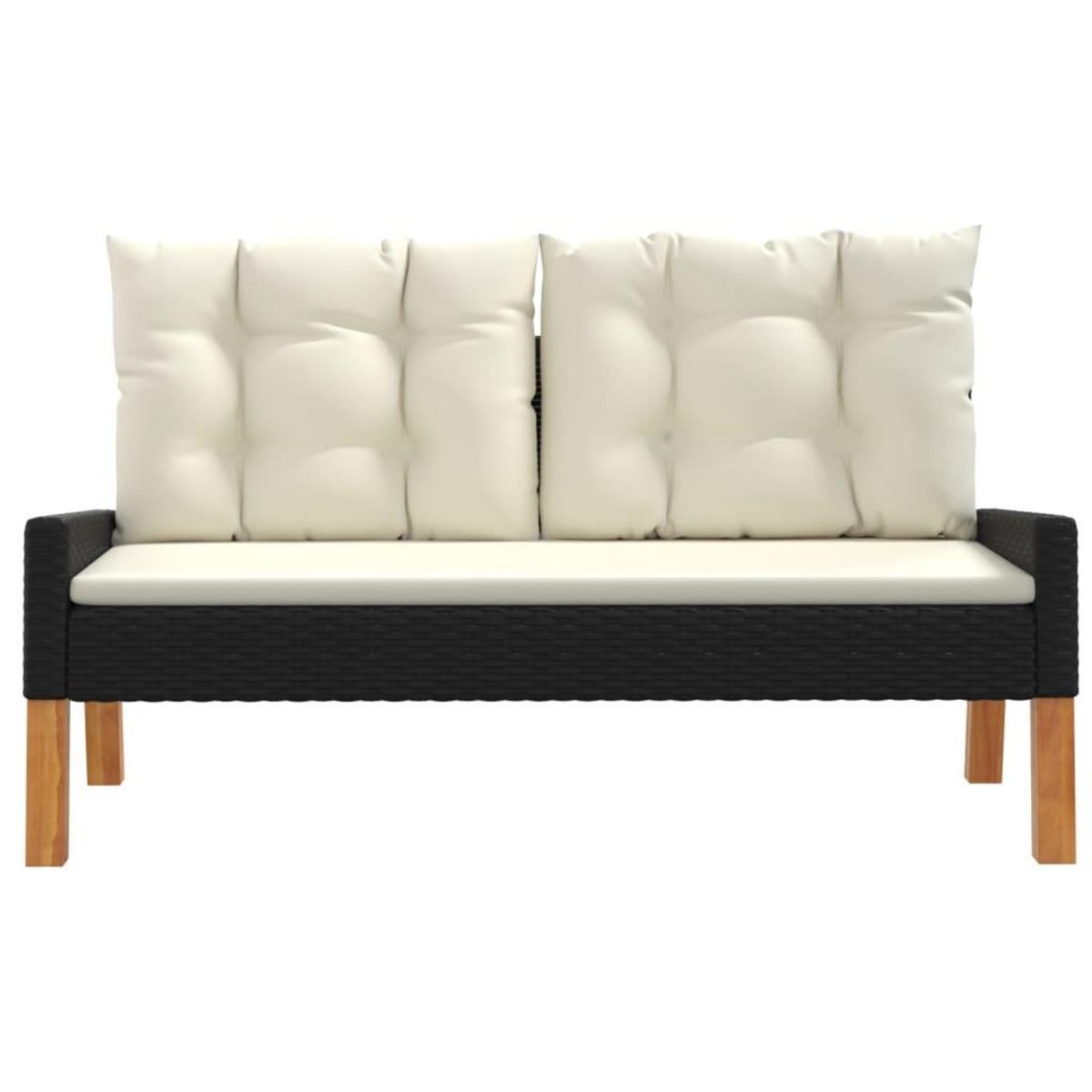 VIDAXL Salon de jardin 4 pcs et coussins Resine tressee et bois massif