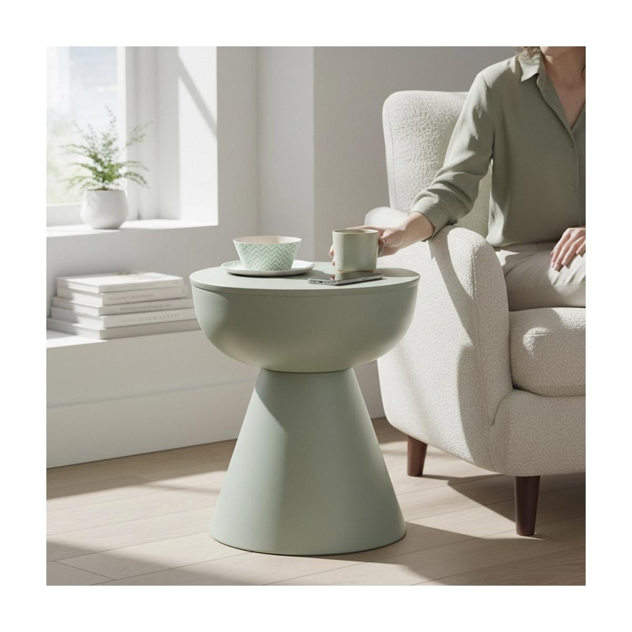 Voir la diapositive 3 : Paris Prix Table d'Appoint en Métal  Merlin  45cm Vert Sauge