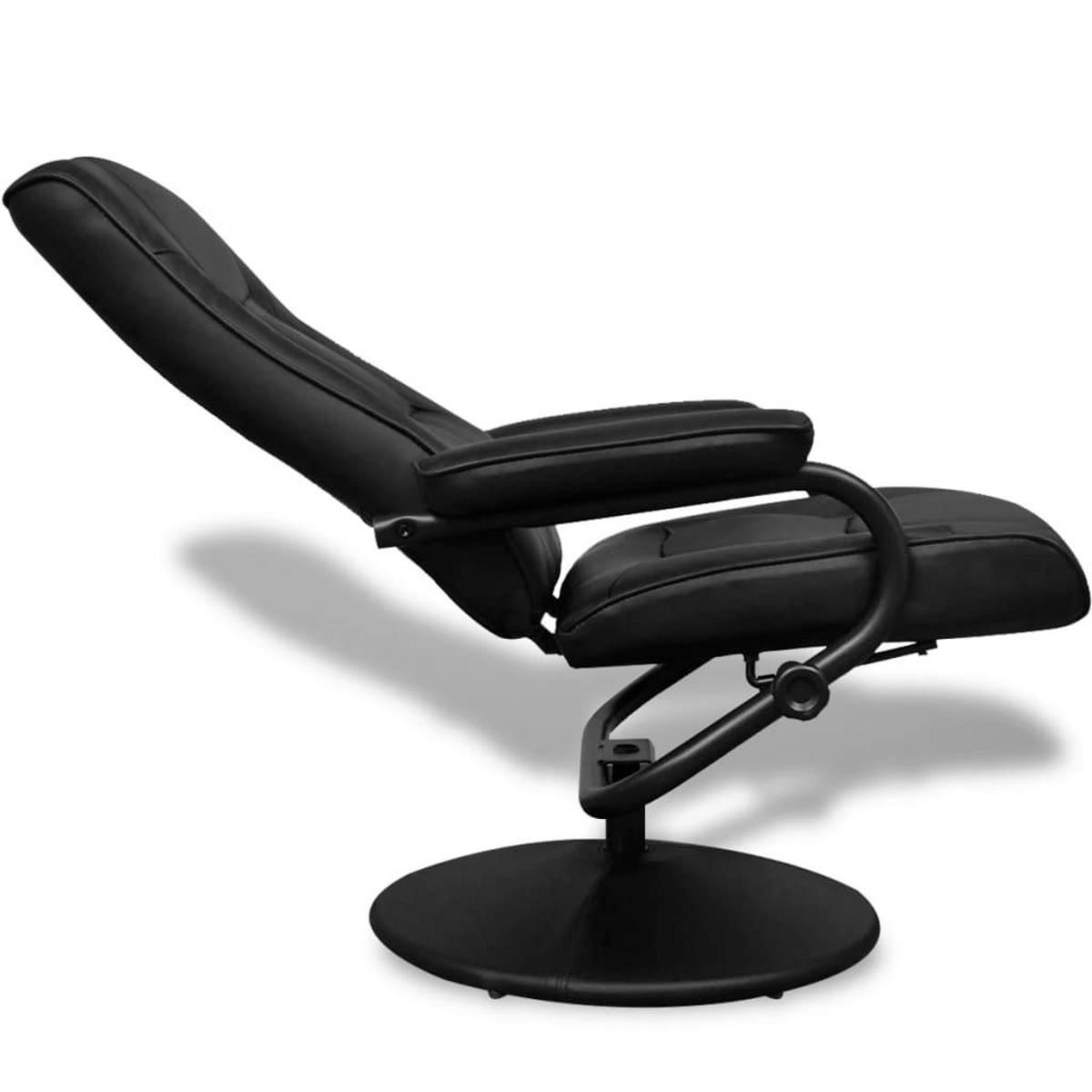 VIDAXL Fauteuil TV avec repose-pied Noir Similicuir
