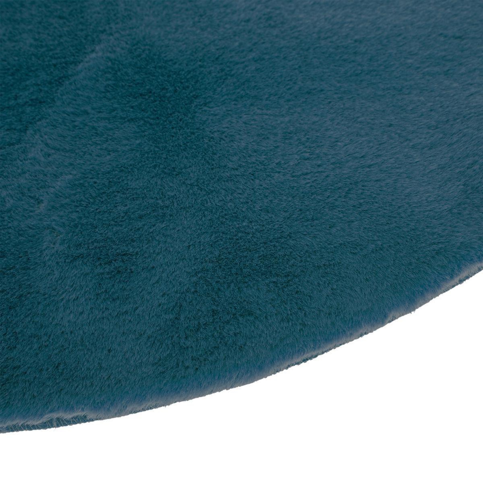 Voir la diapositive 2 : ATMOSPHERA Tapis rond imitation fourrure  doucea  80cm bleu canard