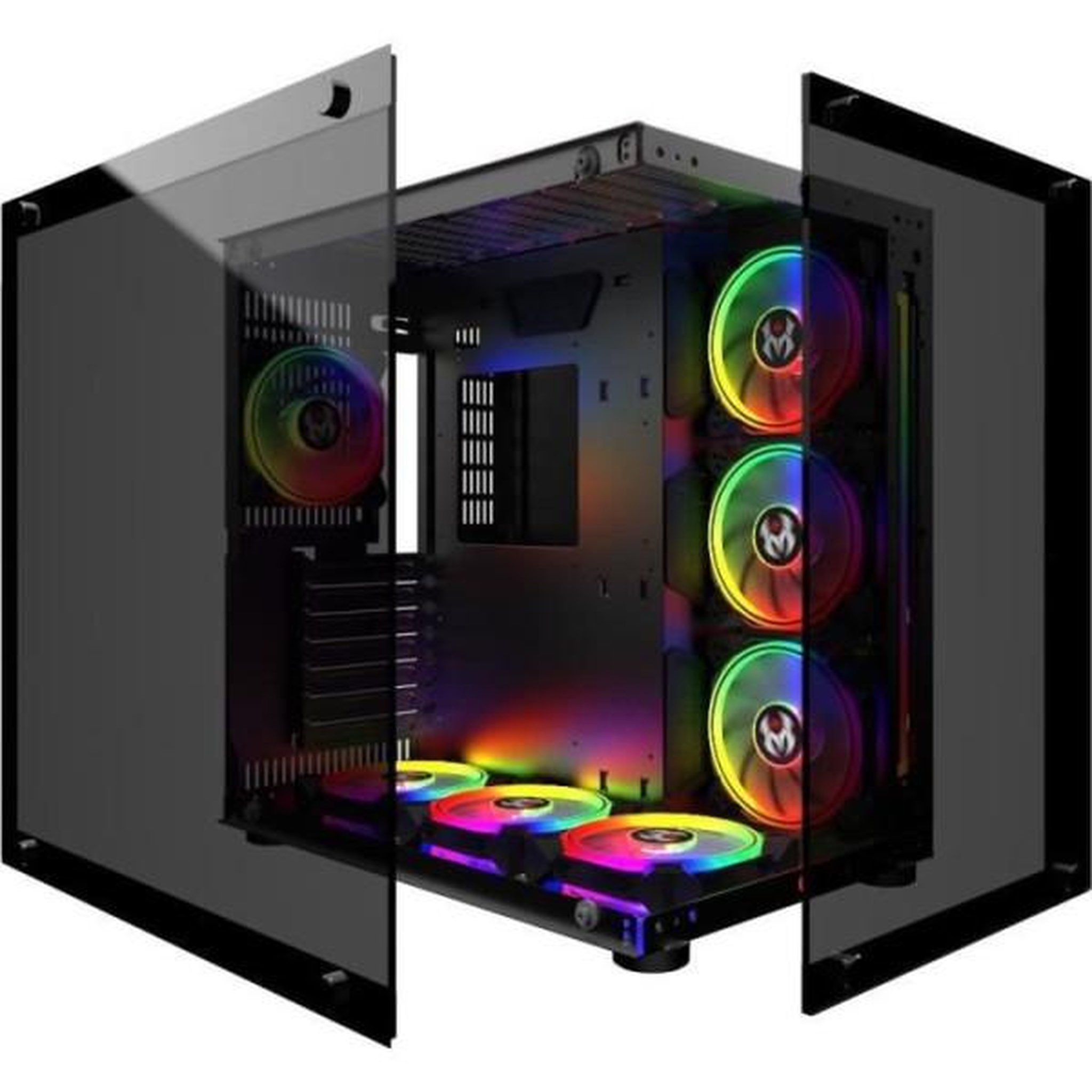 Voir la diapositive 2 : MRED Mred - boîtier pc gamer atx - noir rgb crystal sea