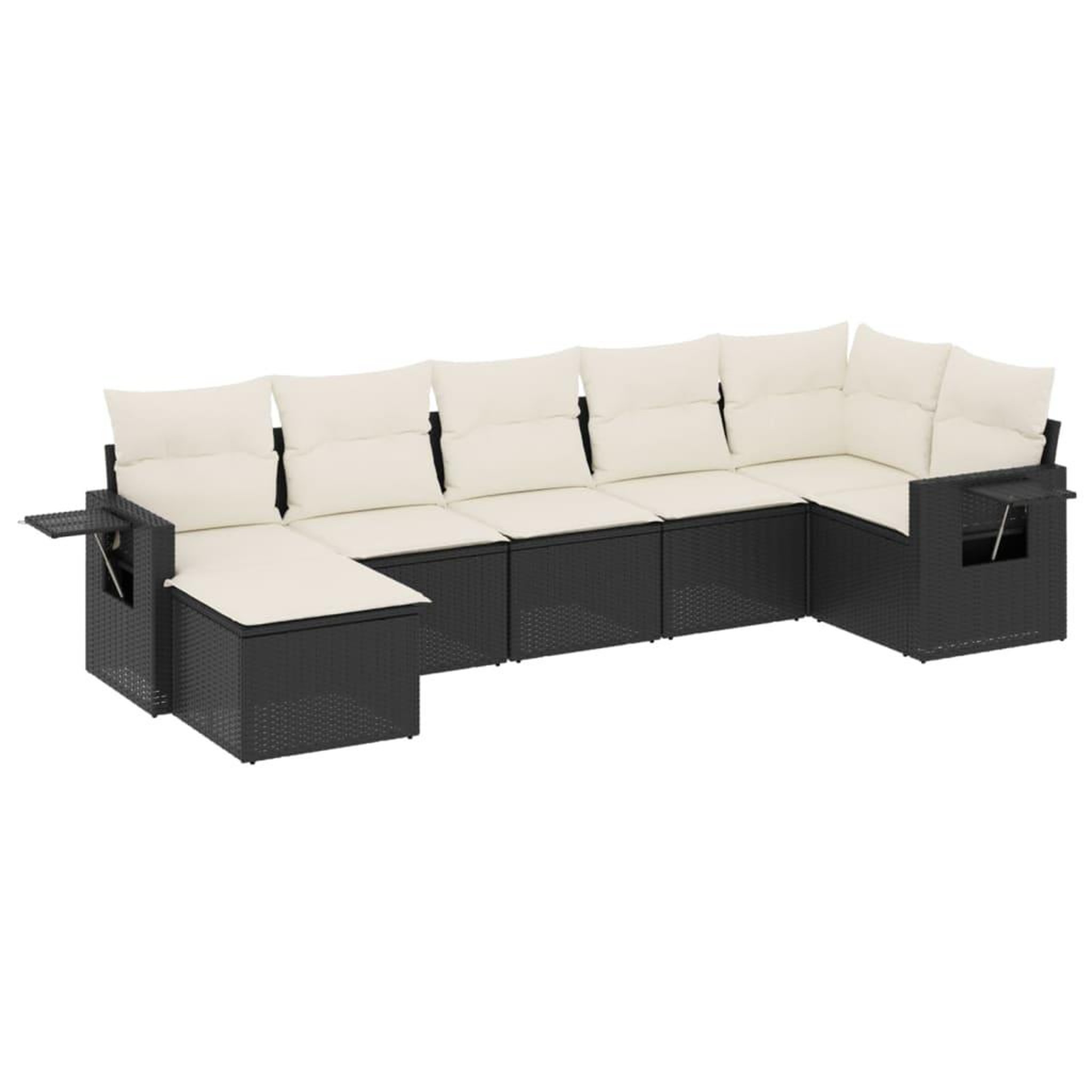 Voir la diapositive 2 : VIDAXL Salon de jardin 7 pcs avec coussins noir resine tressee