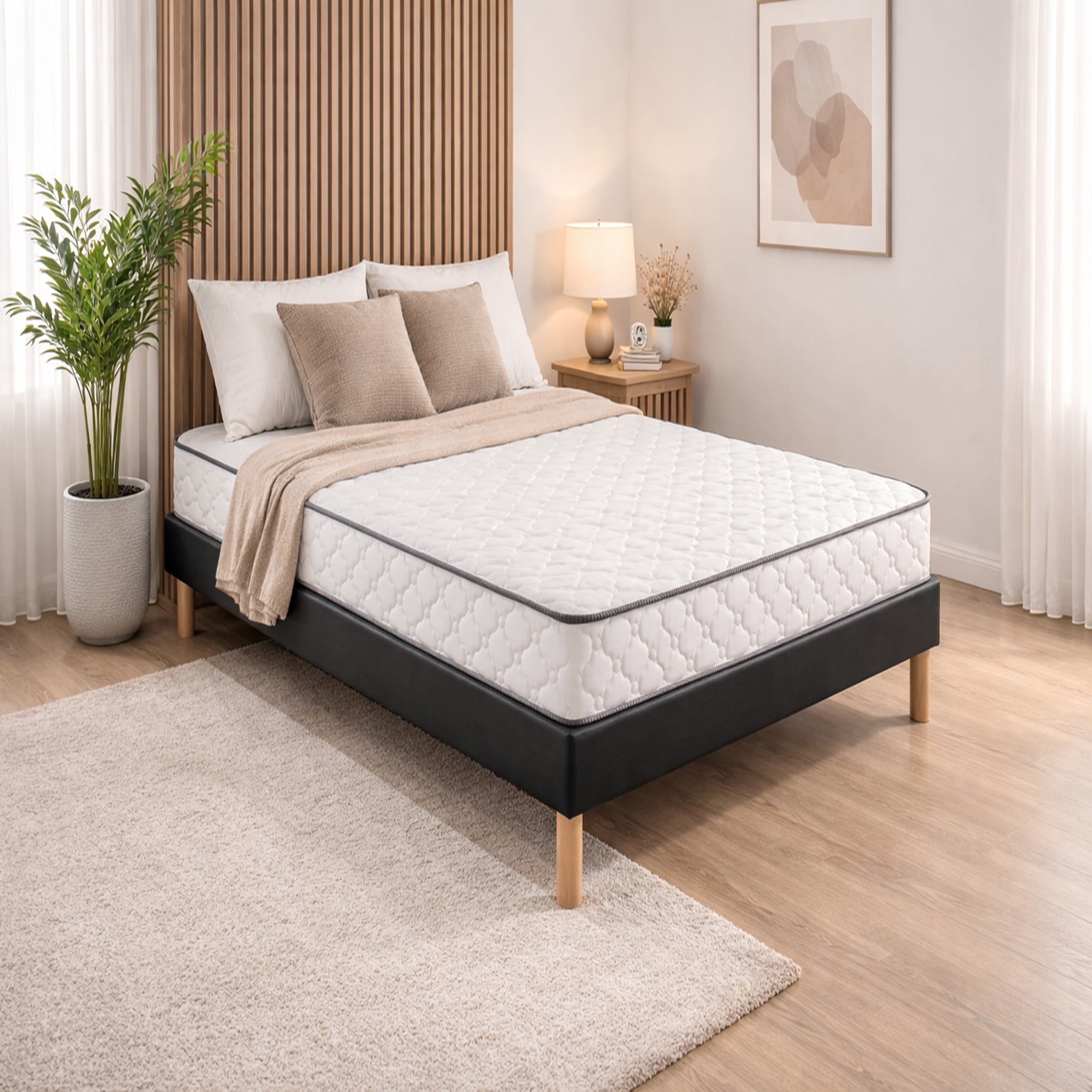 Voir la diapositive 1 : KING OF DREAMS Ensemble Sommier Tapissier et Matelas Soutien Très Ferme