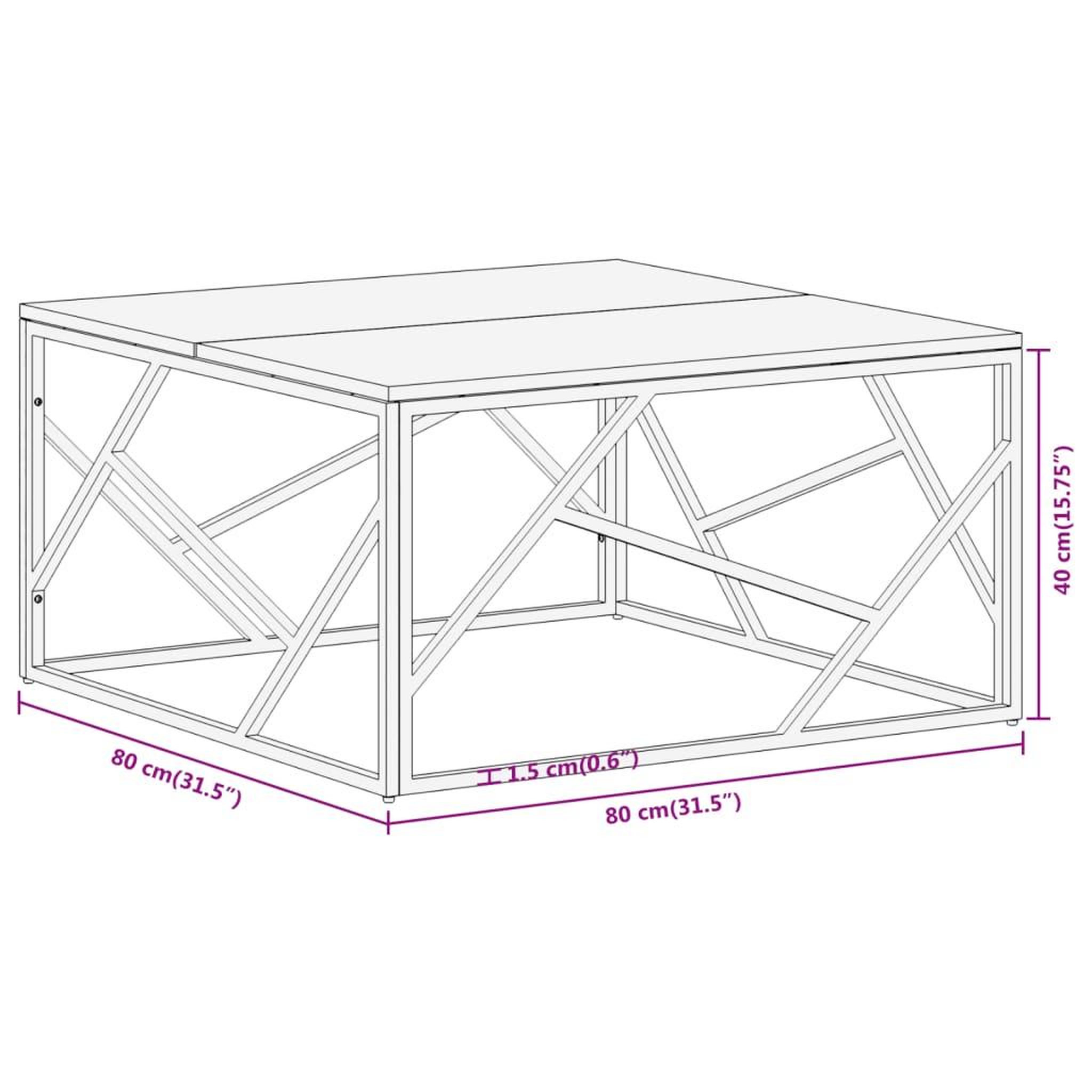Voir la diapositive 6 : VIDAXL Table basse argente acier inoxydable et bois massif d'acacia