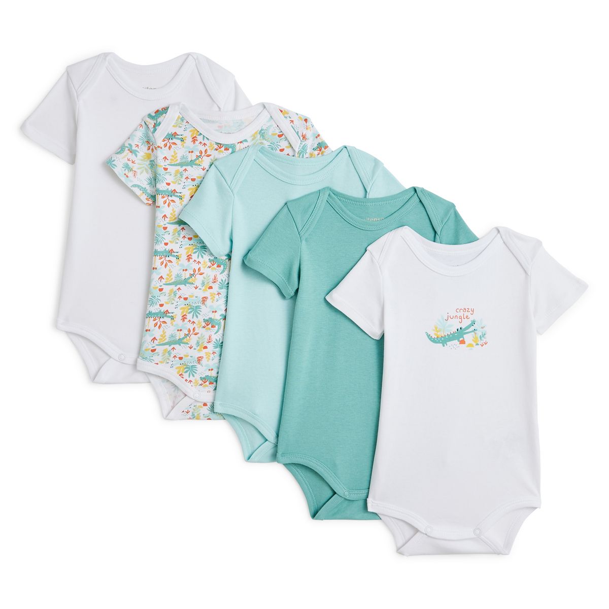 INEXTENSO Lot de 5 body manches courtes crocodile