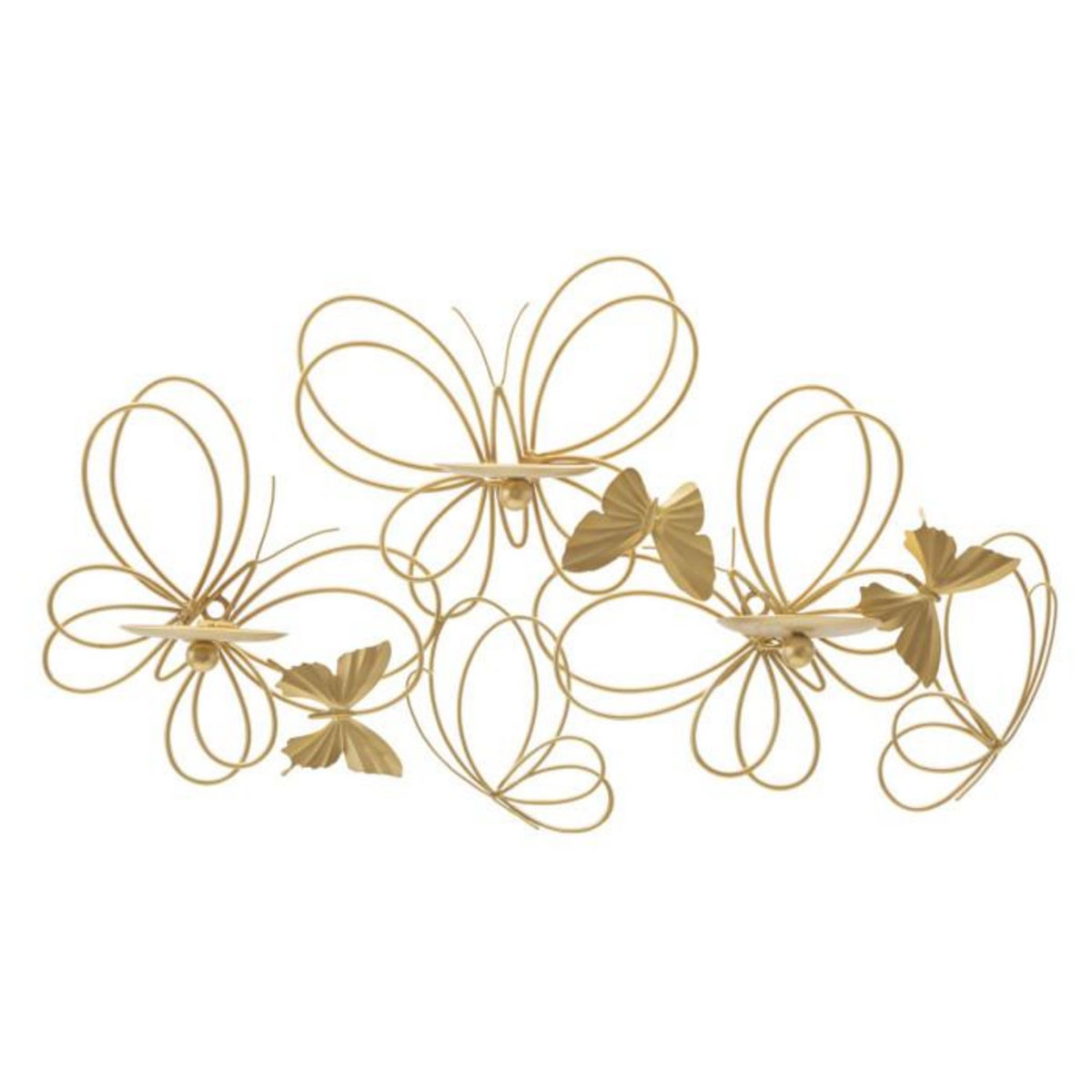 Paris Prix Bougeoir Mural en Métal  Butterflies  61cm Or