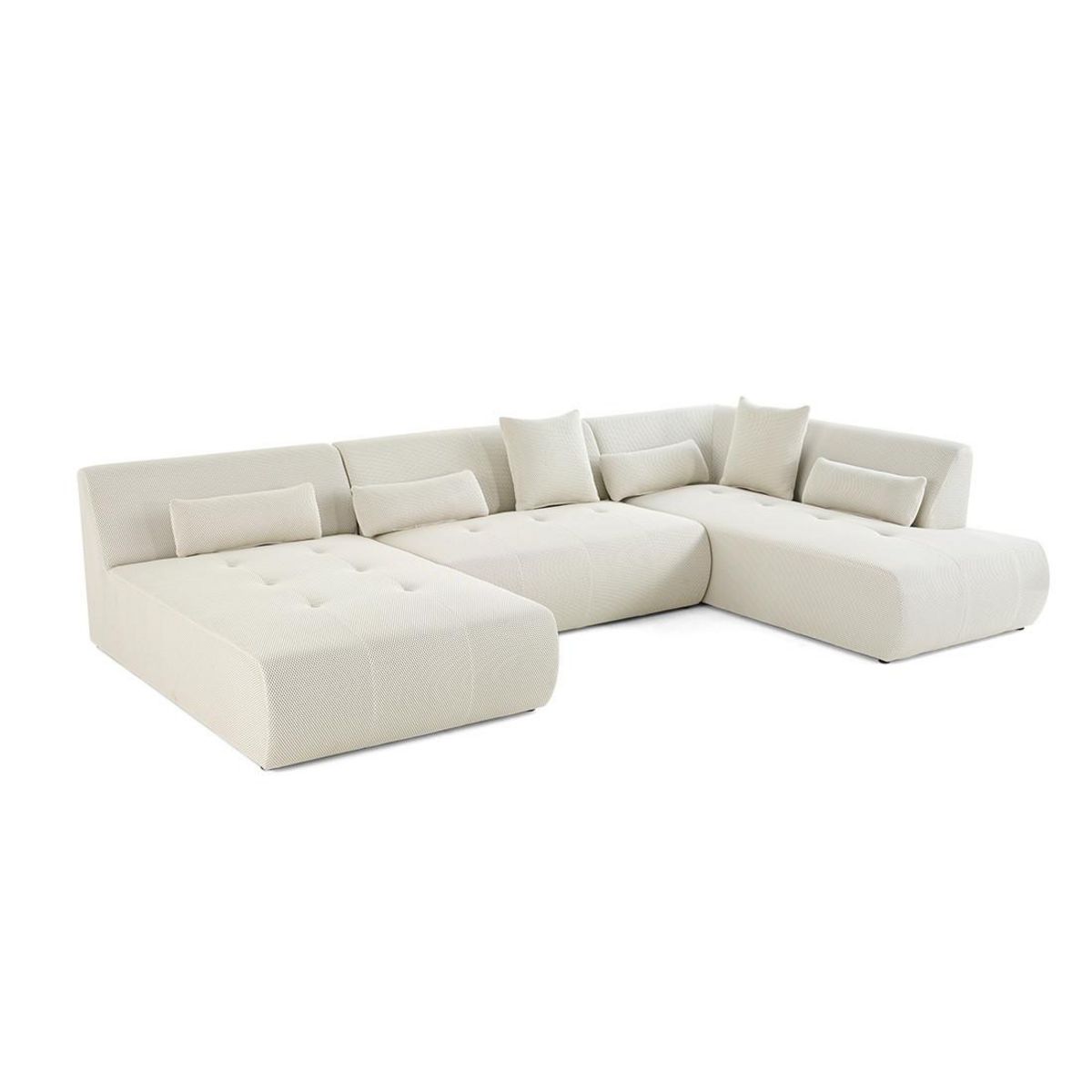 LISA DESIGN Onyx - canapé panoramique d'angle droit - 7 places - en tissu mailles 3d