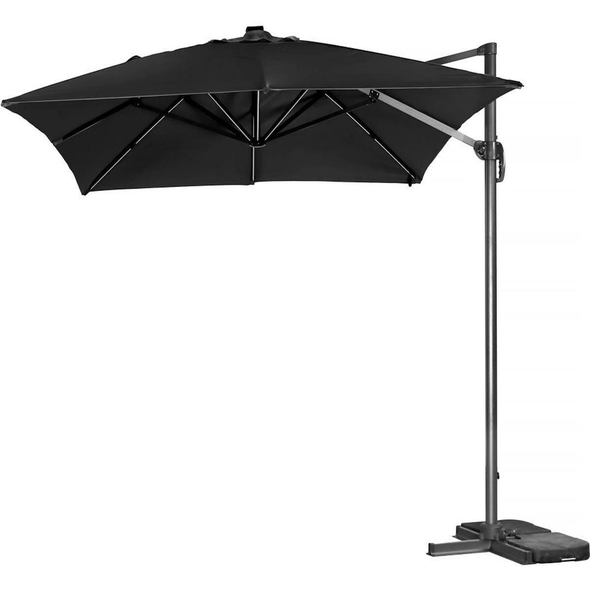 Habitat et Jardin Parasol jardin déporté led alu  Sun 3 Luxe  3 x 3 m - Noir