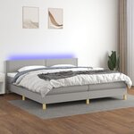 VIDAXL Sommier a lattes de lit matelas LED Gris clair 200x200 cm Tissu