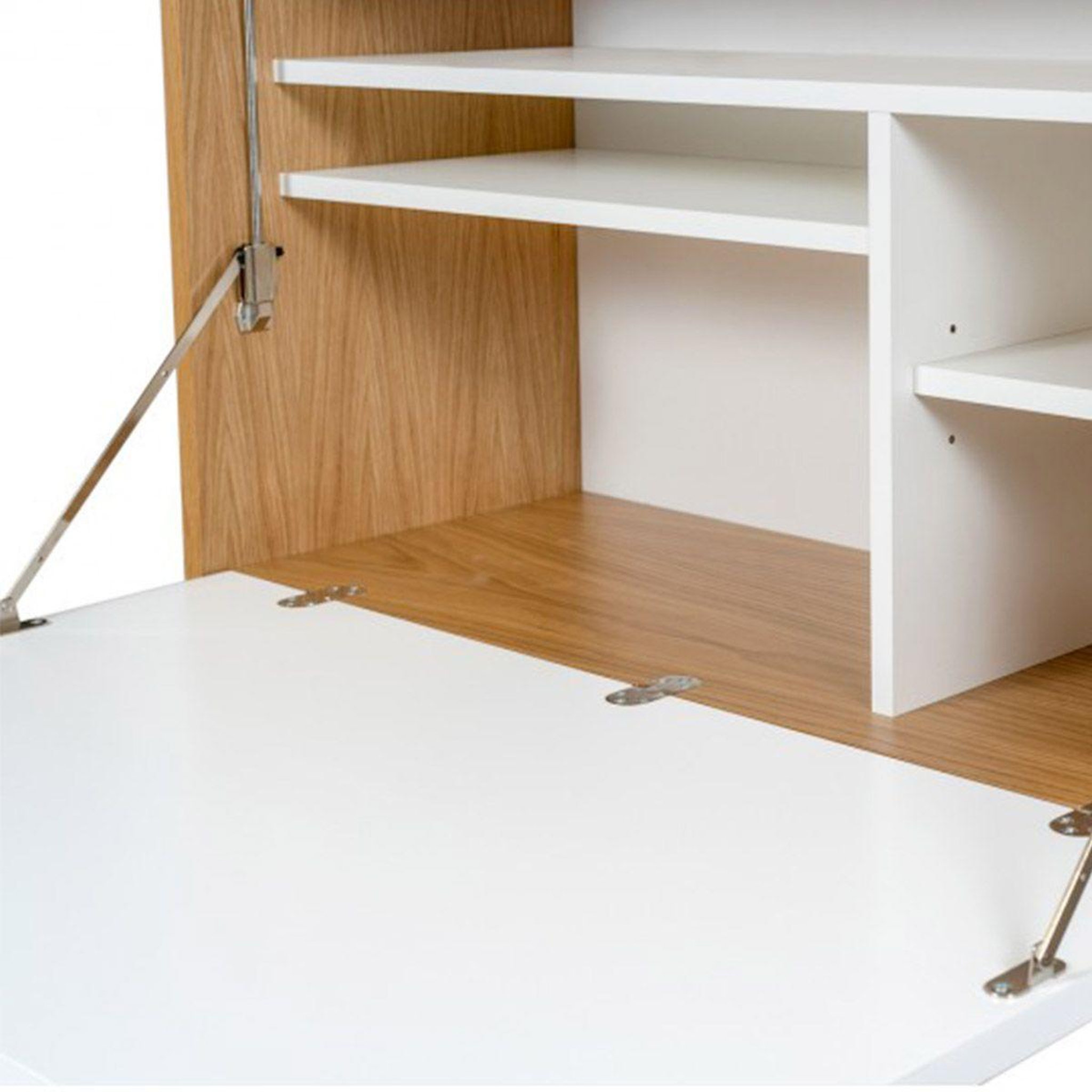 Voir la diapositive 3 : Paris Prix Bureau secrétaire design  loma  157cm blanc & chêne