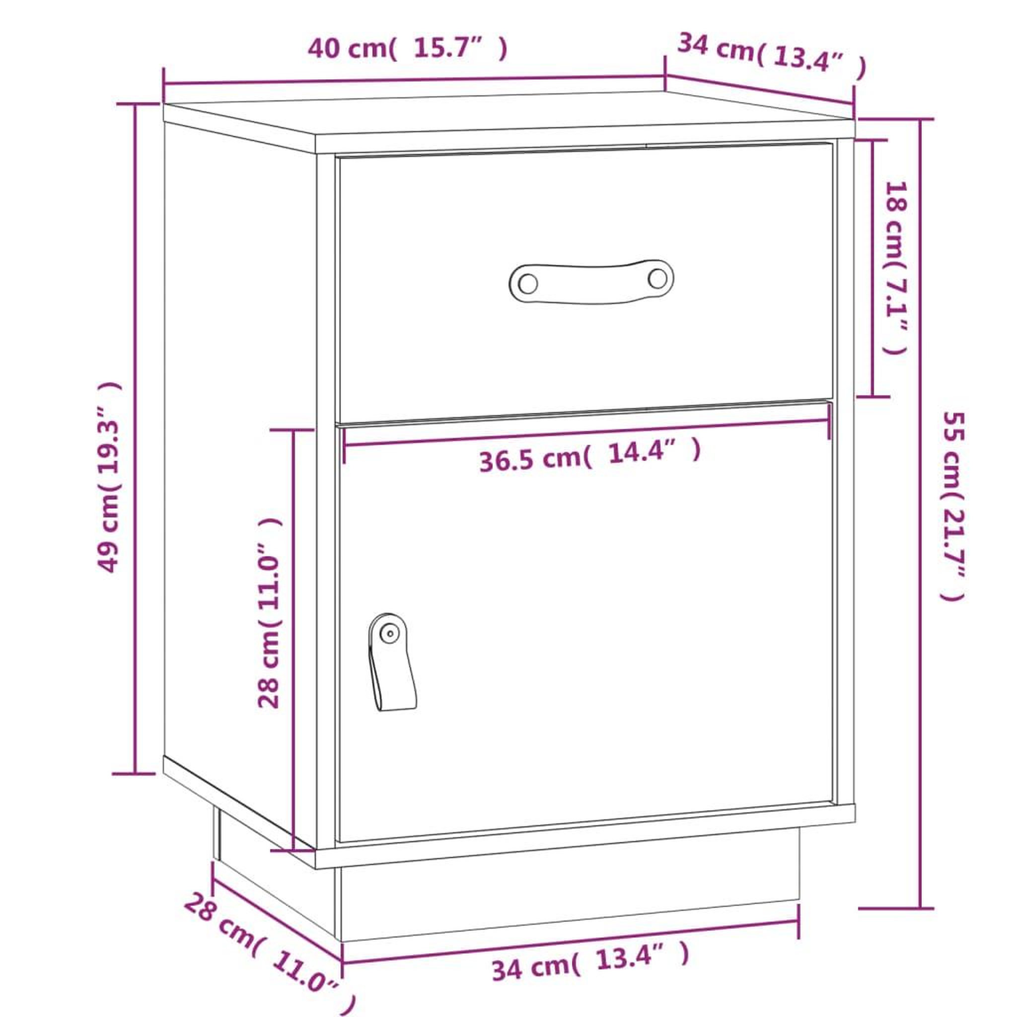 Voir la diapositive 6 : VIDAXL Tables de chevet 2 pcs Blanc 40x34x55 cm Bois de pin massif