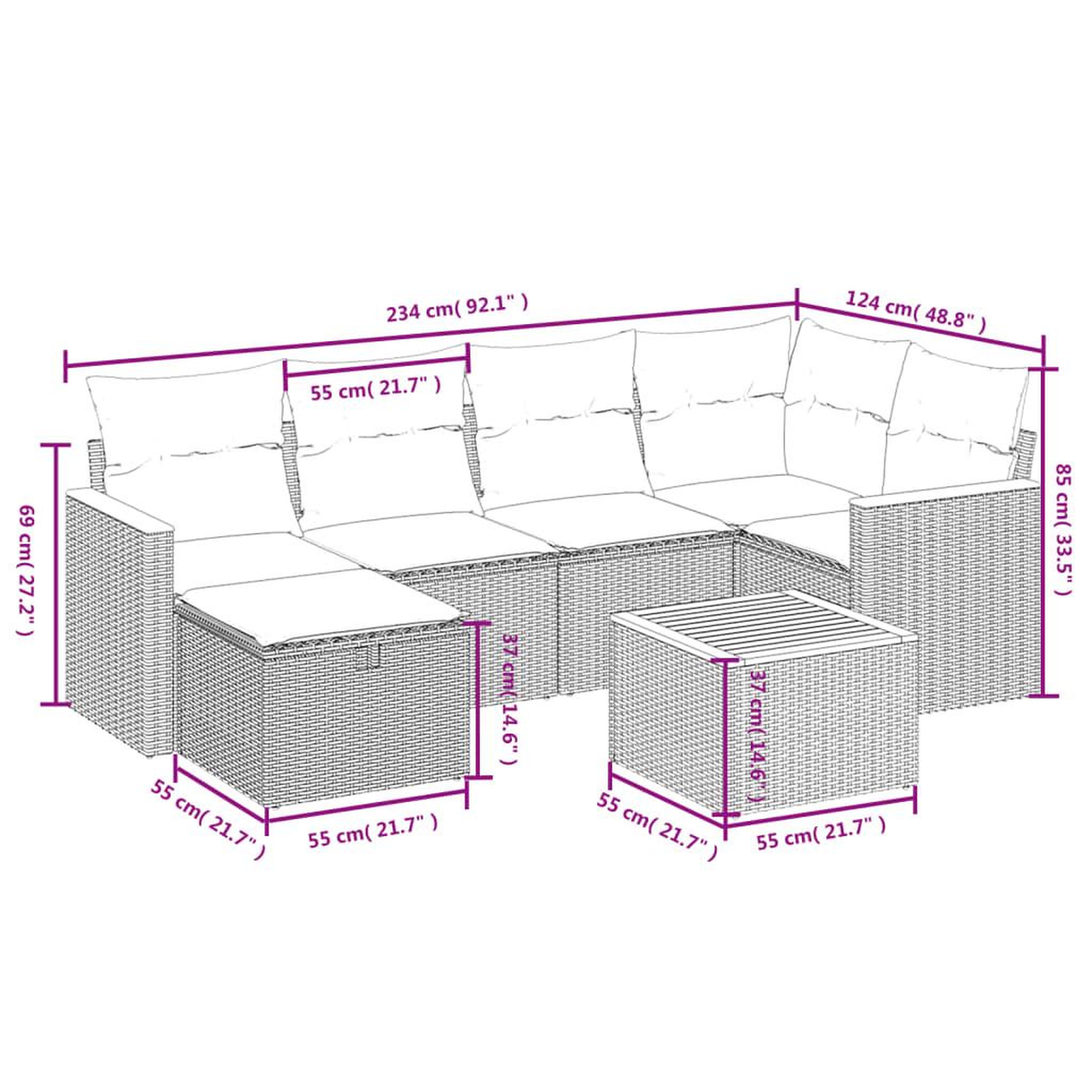 Voir la diapositive 5 : VIDAXL Salon de jardin 7 pcs avec coussins noir resine tressee