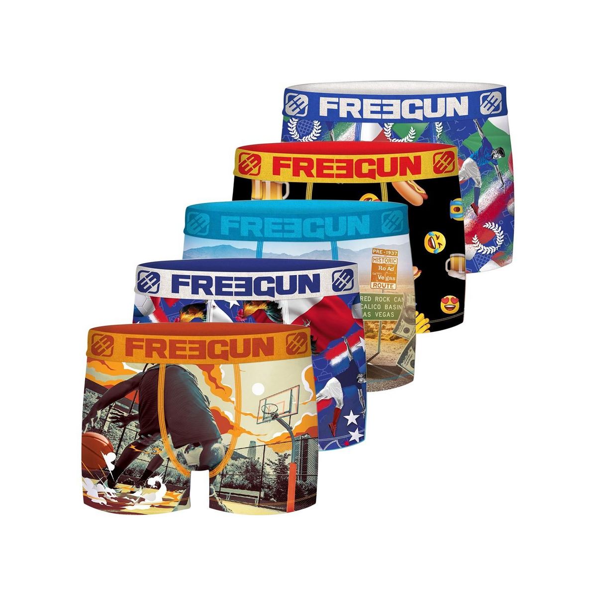 FREEGUN Pack Surprise de 5 Boxers microfibre garçon
