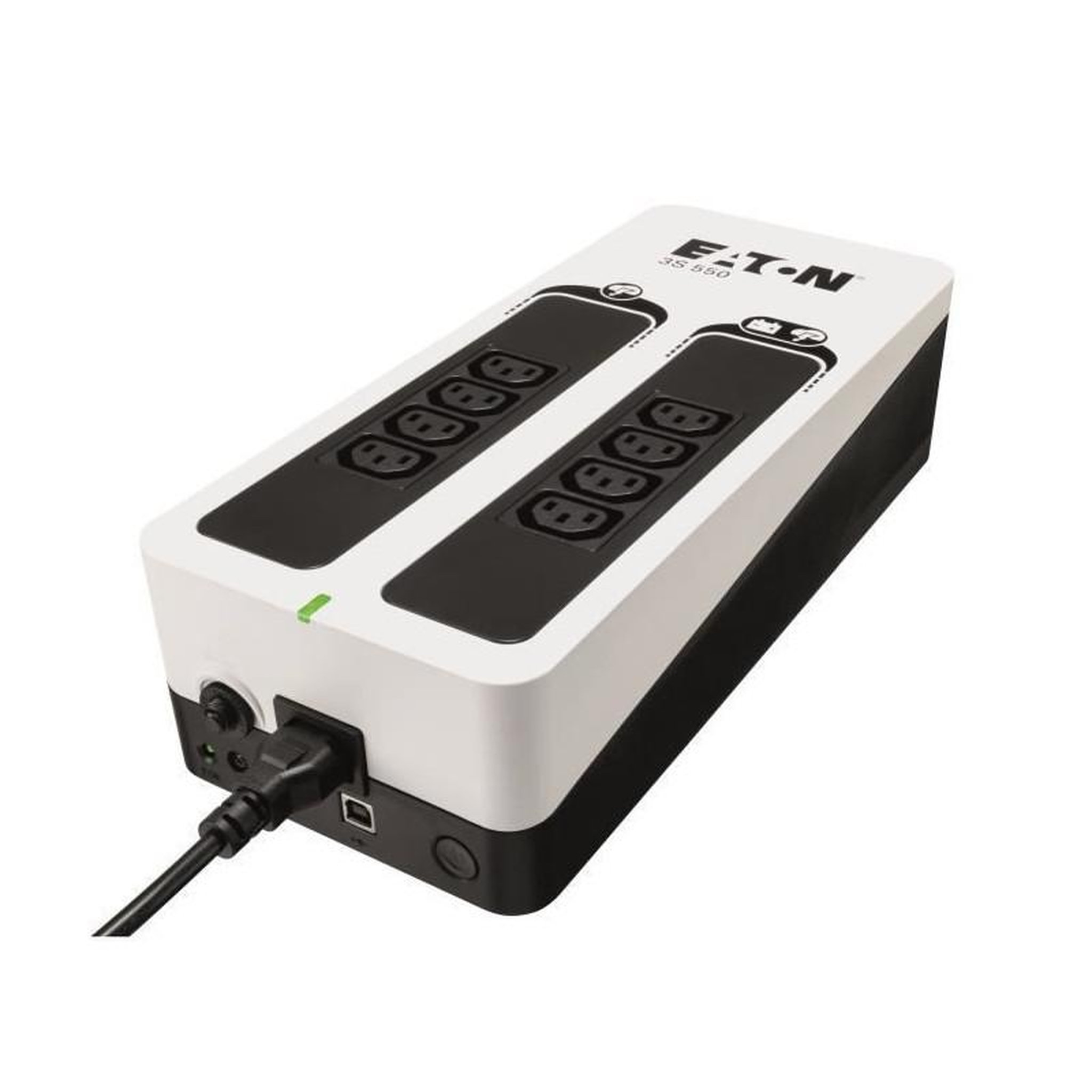 Voir la diapositive 2 : Eaton Onduleur Eaton 3S 550 IEC - Off-line UPS - 3S550I - 550VA 8 prises IEC Noir/Blanc