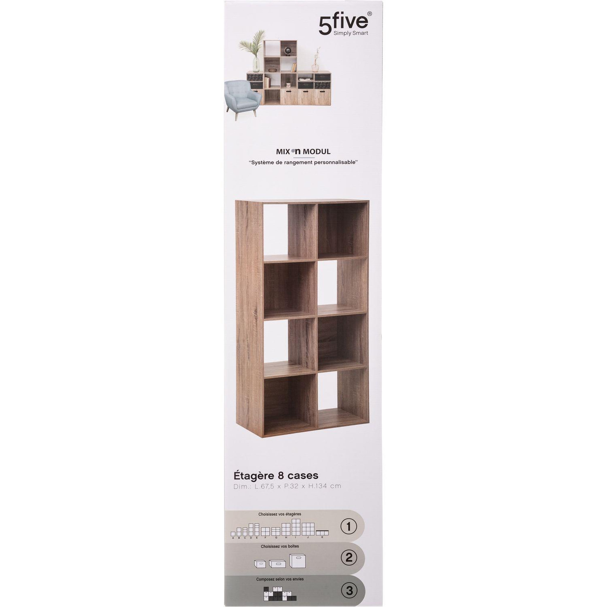 Voir la diapositive 4 : FIVE Etagère cube design Mix'n modul