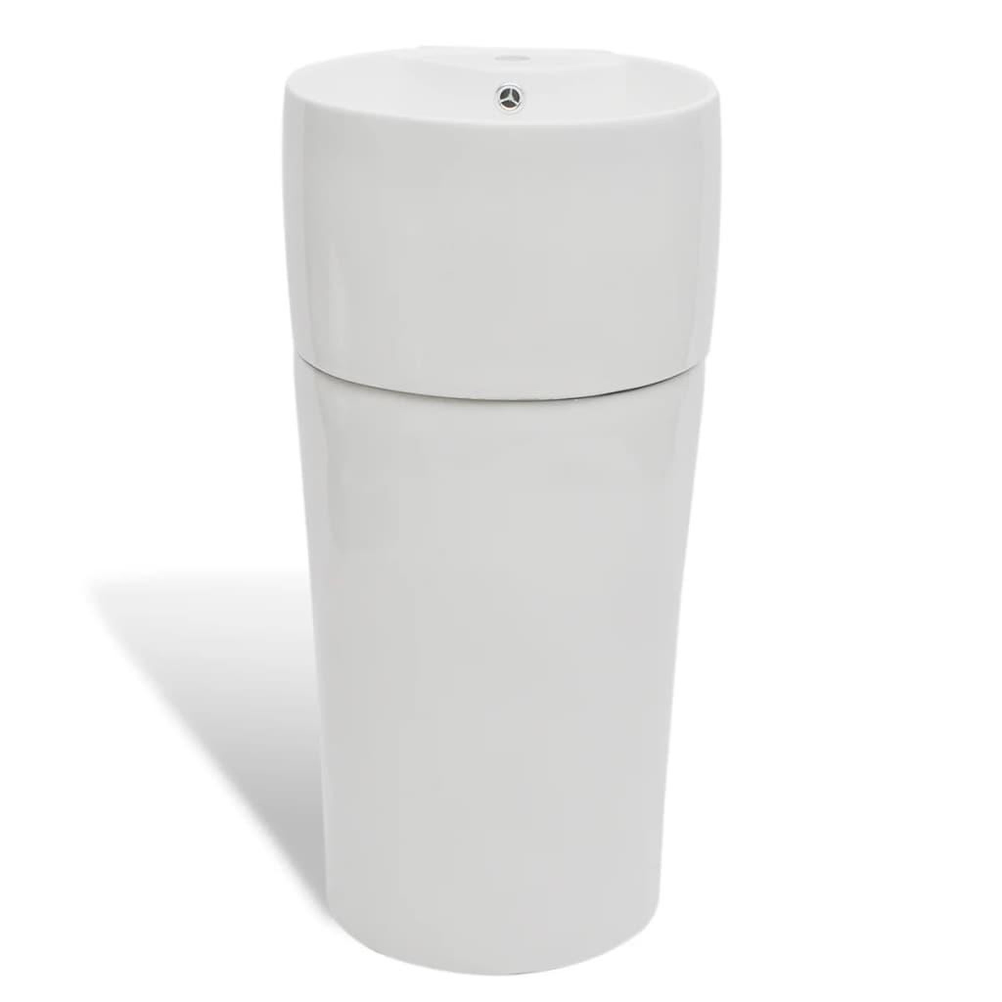 Voir la diapositive 2 : VIDAXL Vasque a trou de trop-plein/robinet ceramique Blanc pour salle de bain