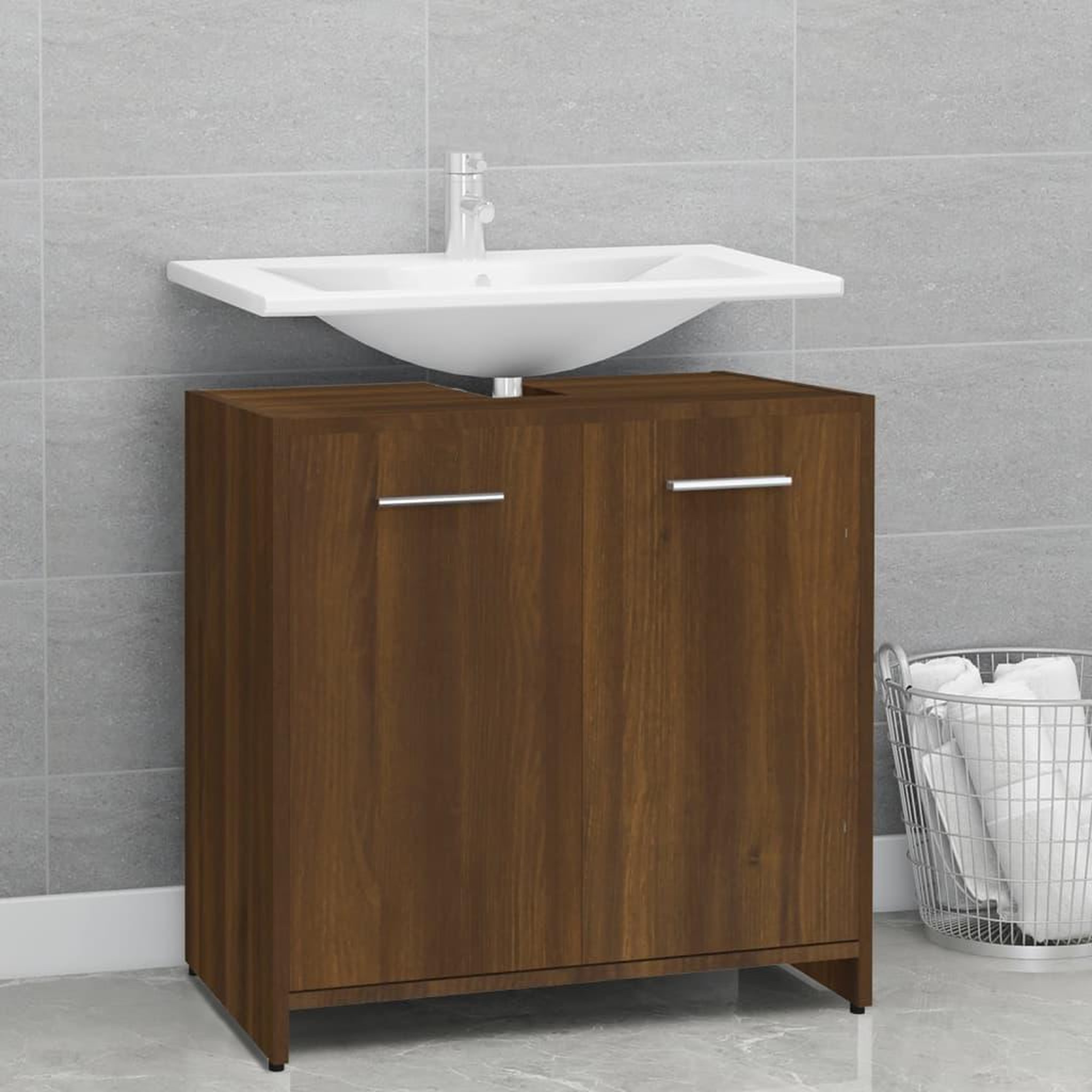 Voir la diapositive 1 : VIDAXL Armoire de bain Chene marron 60x33x60 cm Bois d'ingenierie