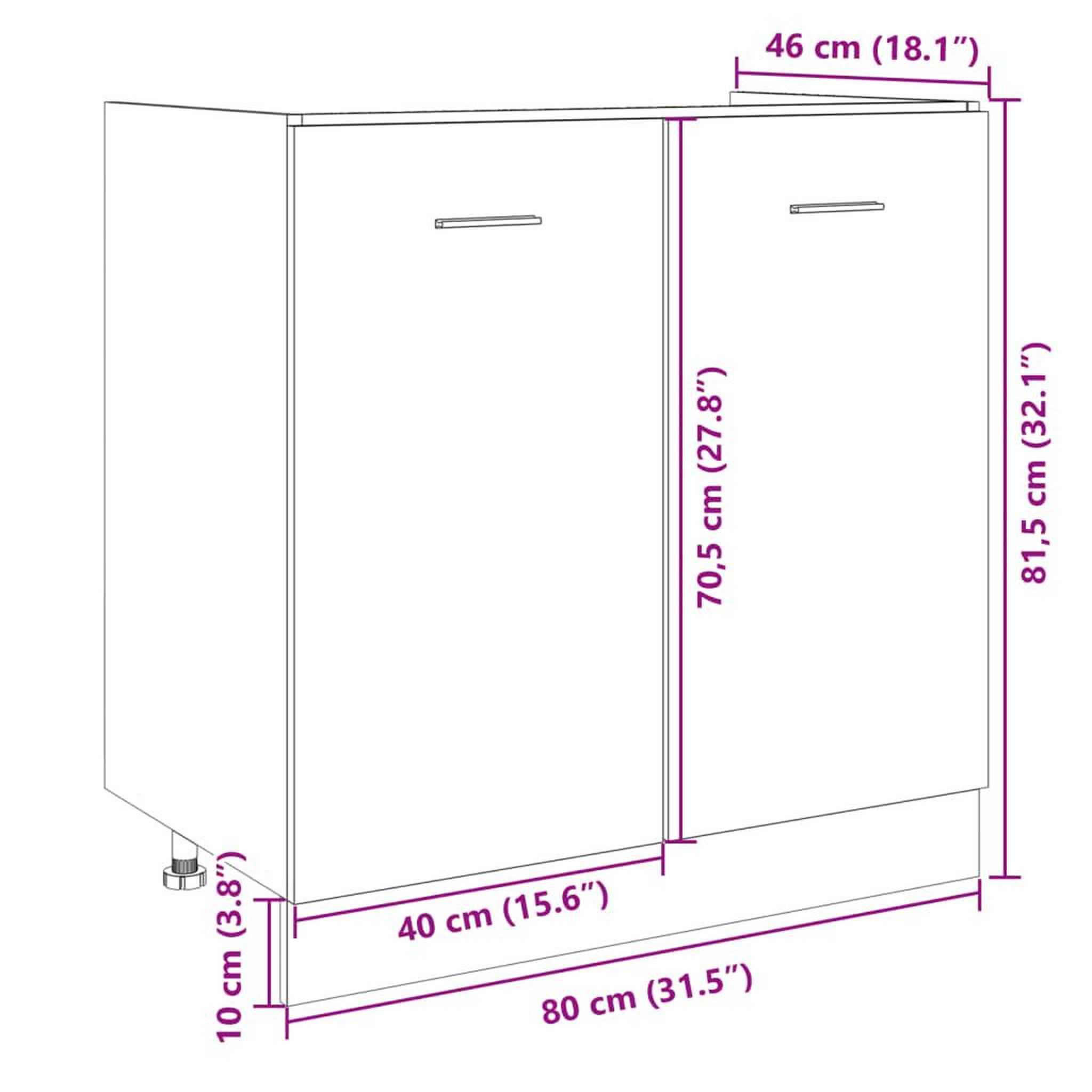 Voir la diapositive 6 : VIDAXL Armoire basse chene sonoma 80x46x81,5 cm bois d'ingenierie