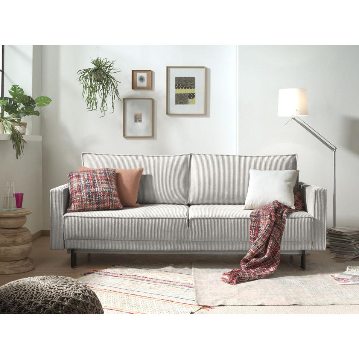 LISA DESIGN Charlie - canapé 3 places convertible avec coffre - en velours côtelé