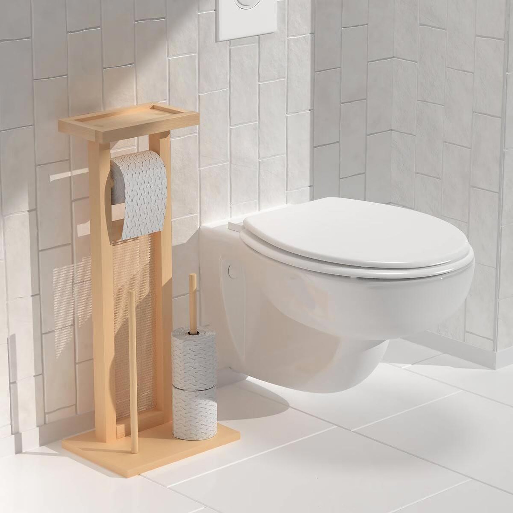 Voir la diapositive 3 : FIVE Dérouleur papier wc  cane  65cm naturel