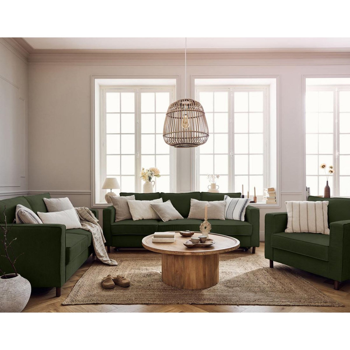 LISA DESIGN Jake - canapé 2 places en velours côtelé - pieds bois foncé