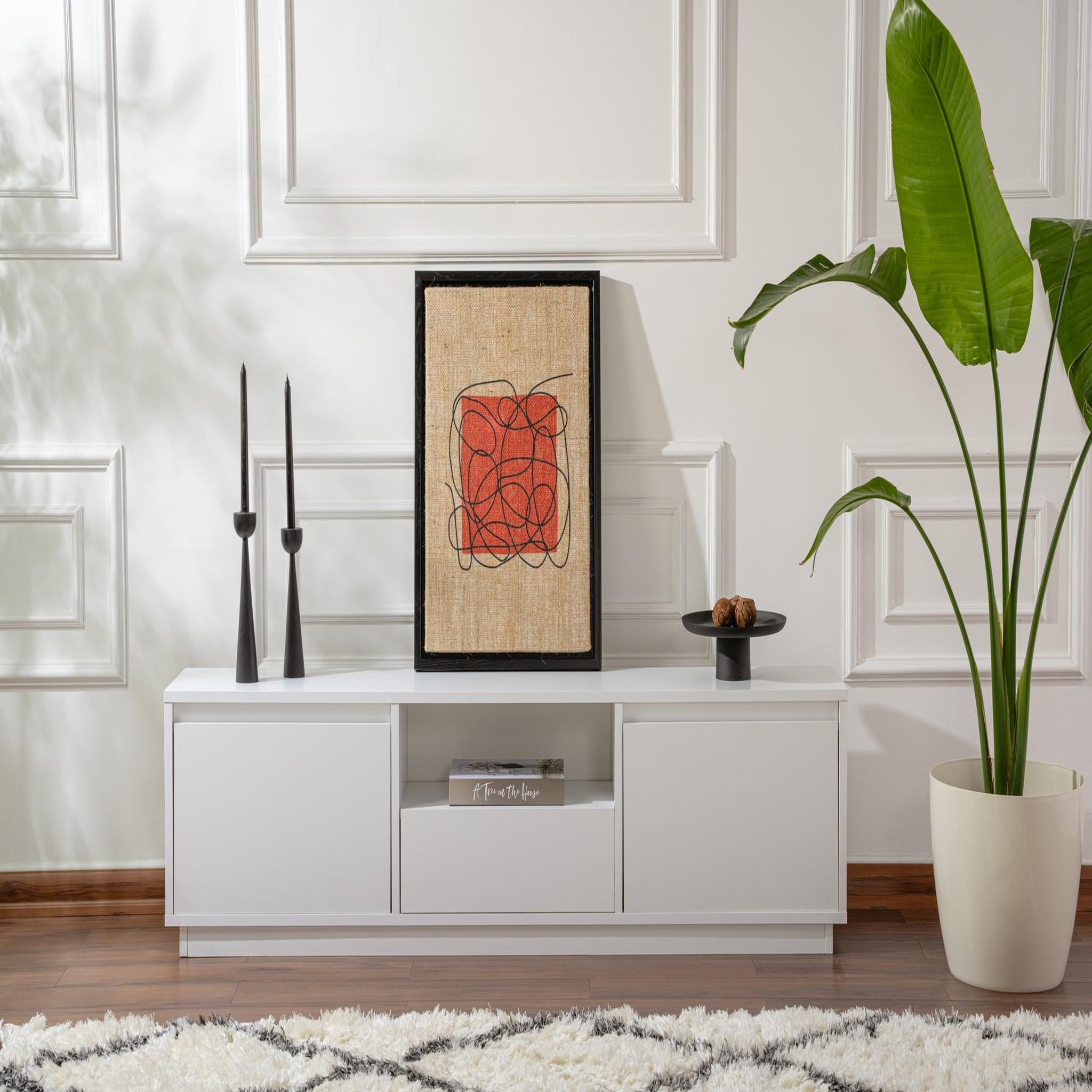Voir la diapositive 4 : Habitat et Jardin Meuble tv en bois  vanguard  - 160 x 29 x 42 cm - blanc naturel