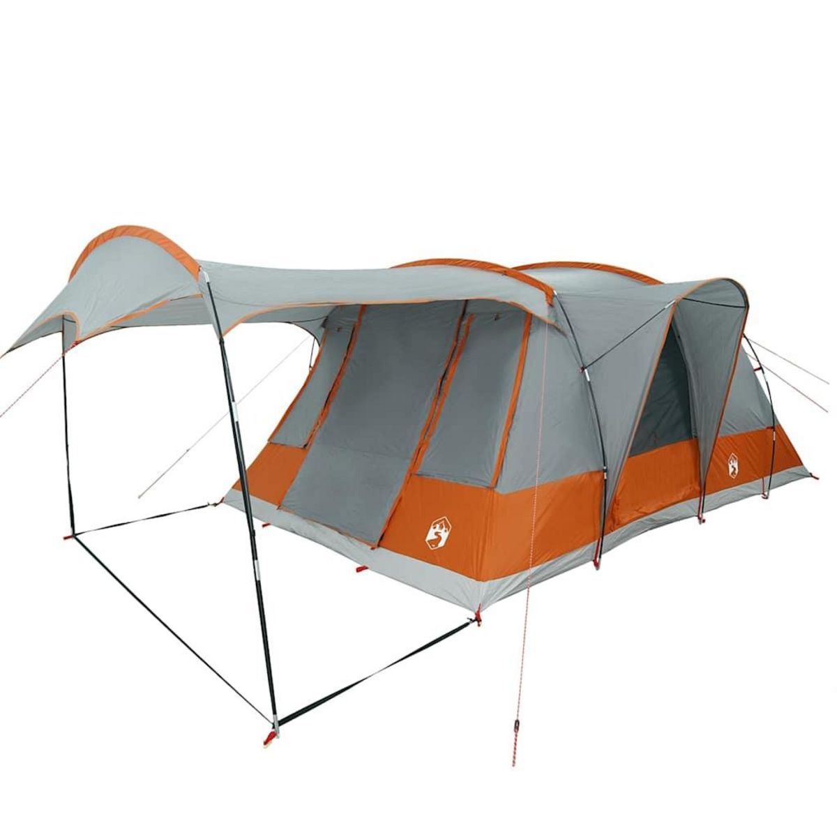 VIDAXL Tente de camping tunnel 5 personnes gris et orange impermeable