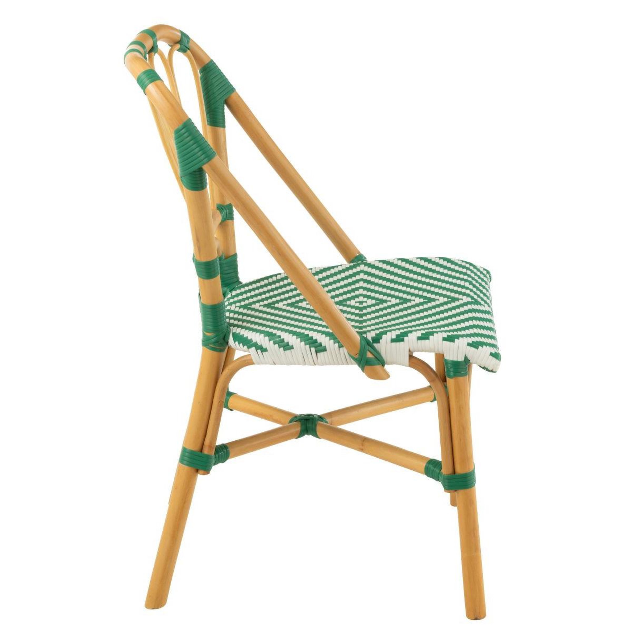 Voir la diapositive 3 : J-LINE Chaise en rotin  danial  85cm vert foncé