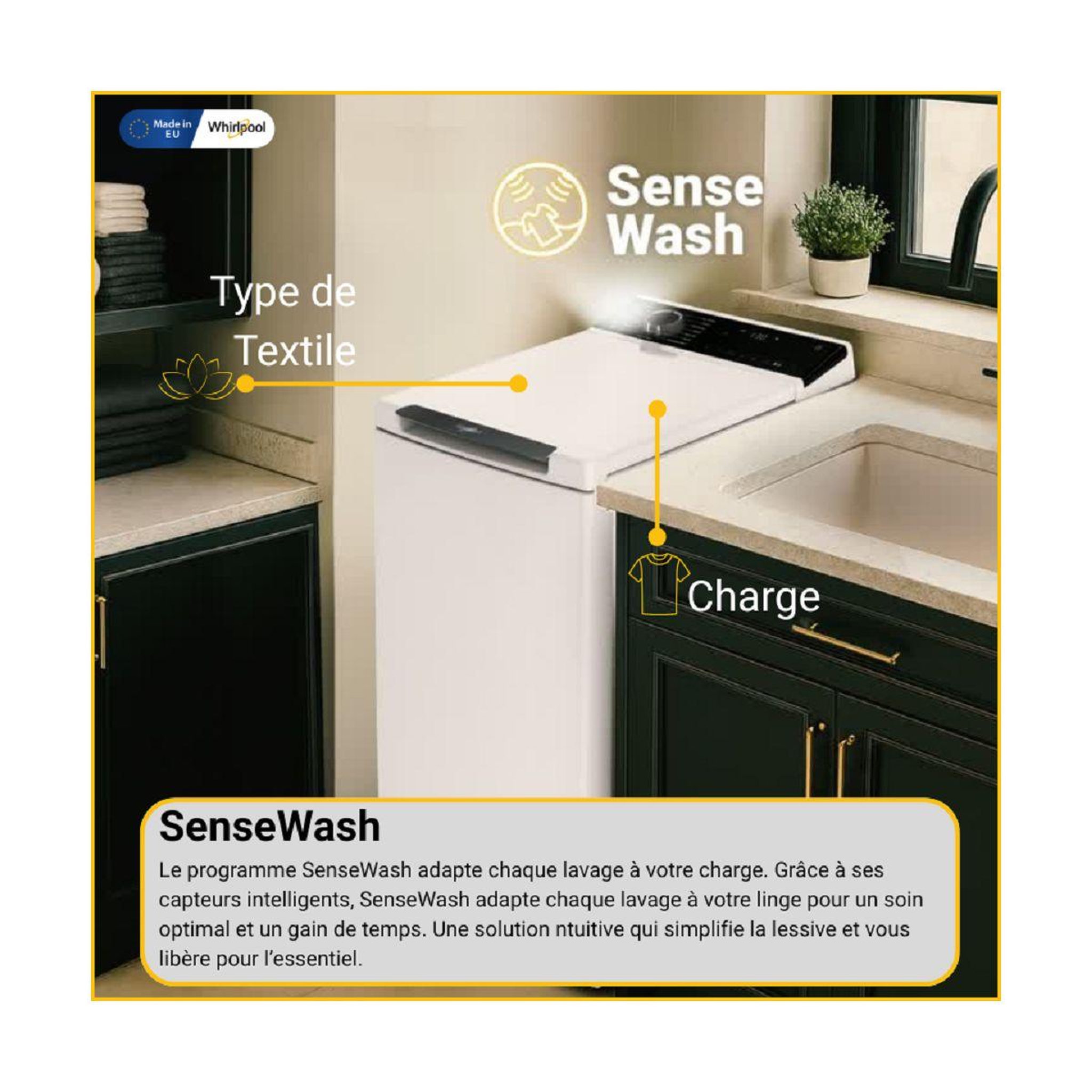 Voir la diapositive 3 : Whirlpool Lave linge top tw621csilencefr - 6 kg - 1200 tr/min - classe a - moteur induction - connecté wifi
