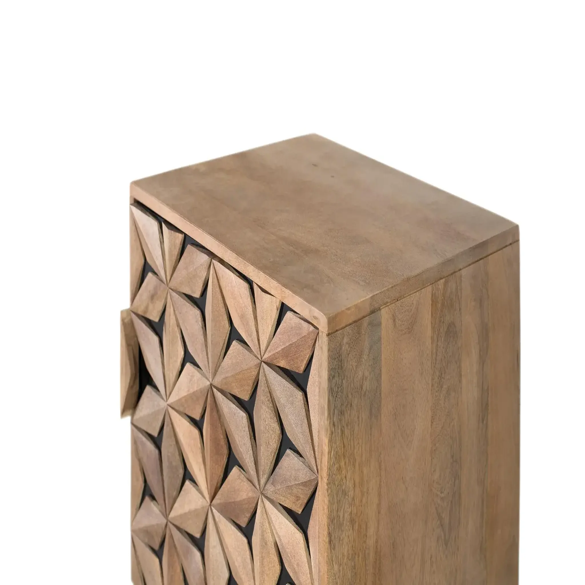 Voir la diapositive 4 : GINER Y COLOMER SL Table de chevet en bois de manguier 47 cm style contemporain géométrique