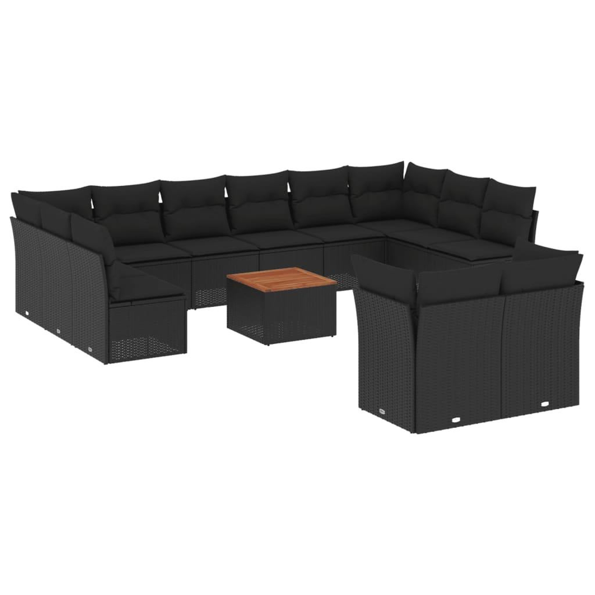 Voir la diapositive 2 : VIDAXL Salon de jardin avec coussins 13 pcs noir resine tressee