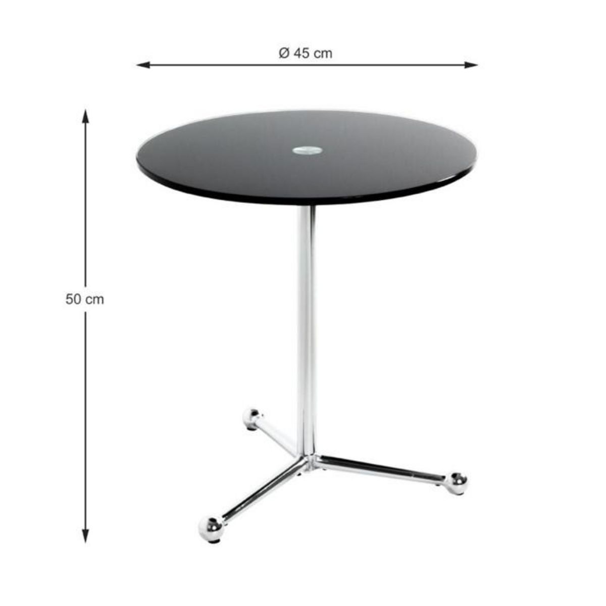 Paris Prix Table d'Appoint Design  Limana  50cm Noir & Chromé