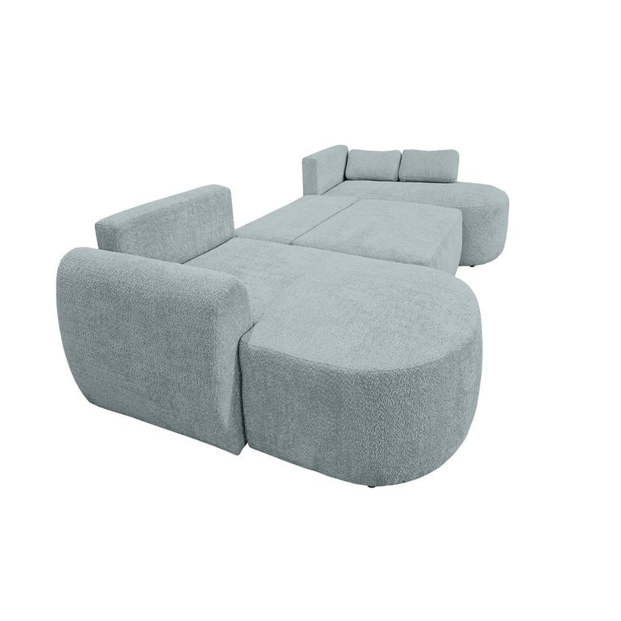 Voir la diapositive 2 : BEST MOBILIER Mahina - canapé panoramique en u 7 places - convertible avec coffre - en tissu bouclette