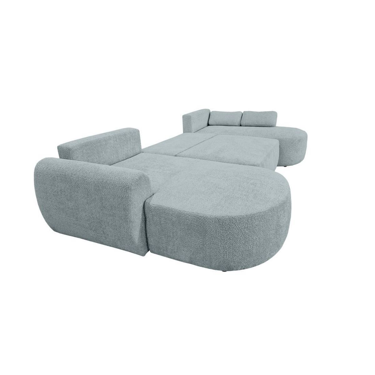 BEST MOBILIER Mahina - canapé panoramique en u 7 places - convertible avec coffre - en tissu bouclette