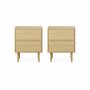  Lot de 2 tables de chevet décor bois naturel - Mika - 2 tiroirs - L 48 x l 40 x H 59cm