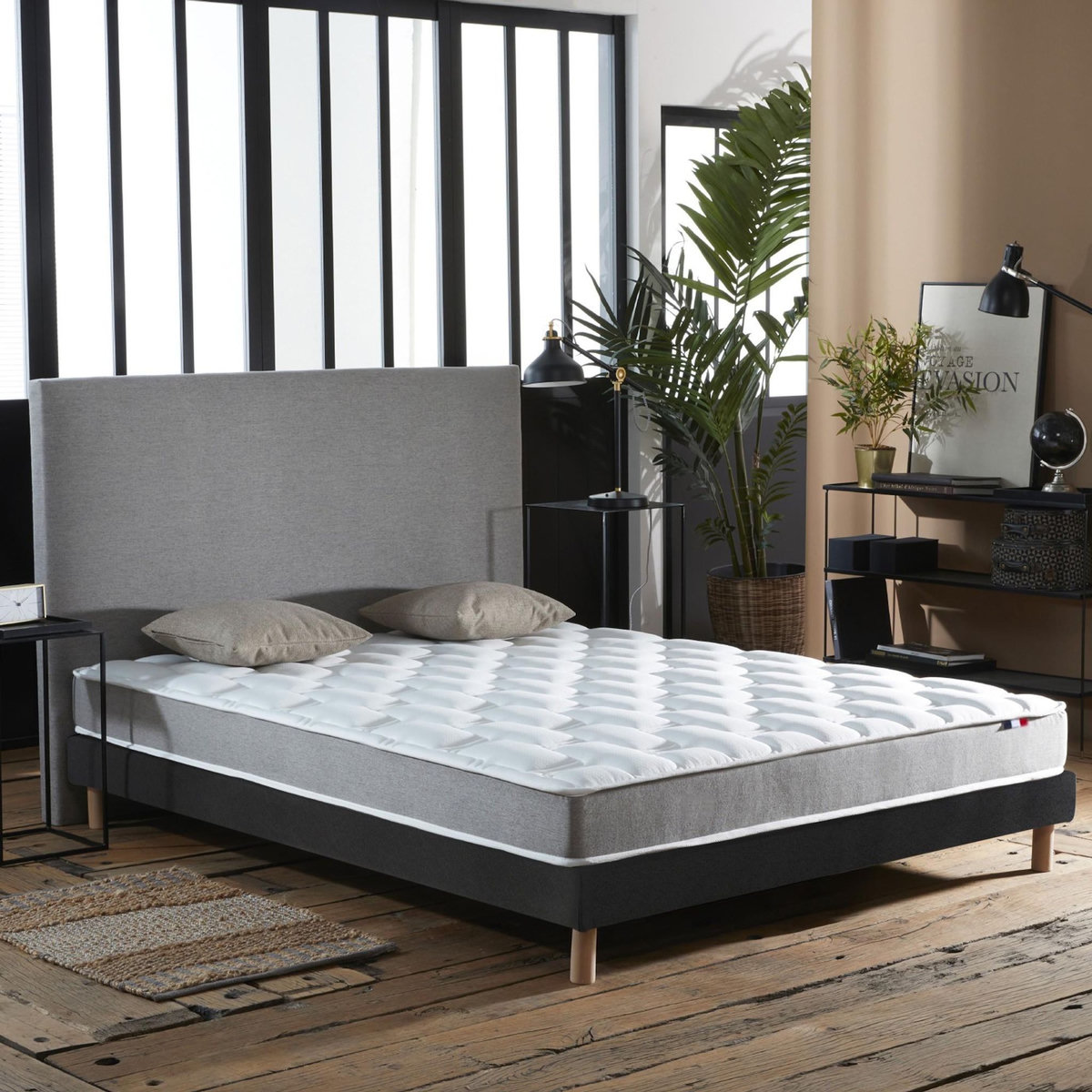 IDLITERIE Ensemble matelas mousse haute résilience CIRRUS avec sommier - confort français