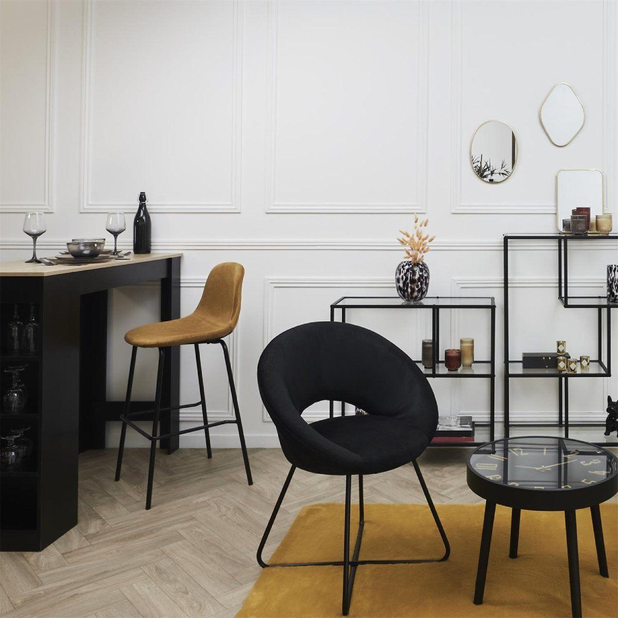 Voir la diapositive 5 : The Home Deco Factory Lot de 2 chaises de bar velours  giulia  100cm jaune