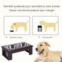 Voir la diapositive 4 : PAWHUT Gamelle double chien chat Porte-gamelles surélevé dim. 44L x 24l x 15H cm 2 gamelles acier inox. incluses MDF