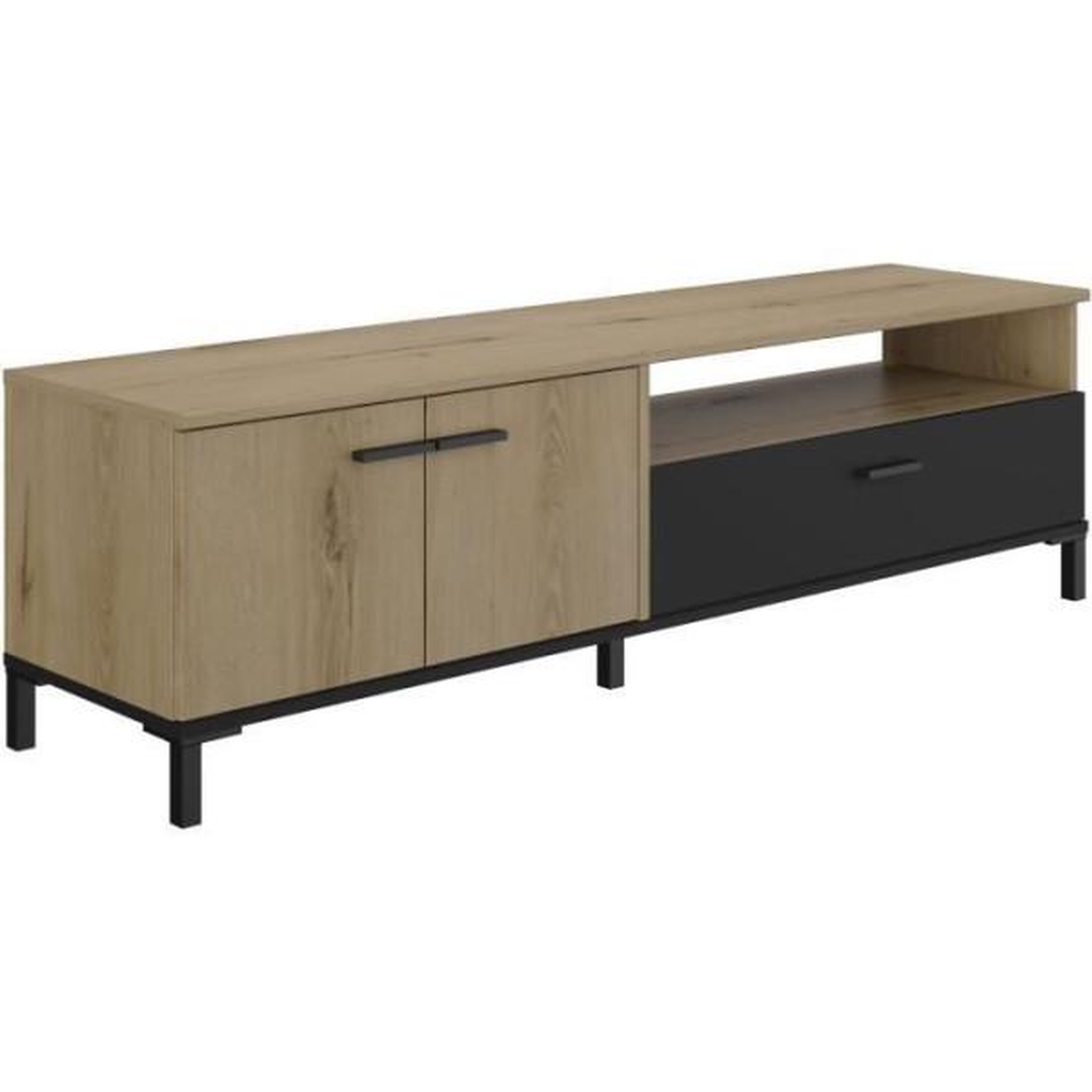 GAMI Banc tv - trust - chene / noir - 2 portes - 1 tiroir - 140 x 40 x 47 cm - gami